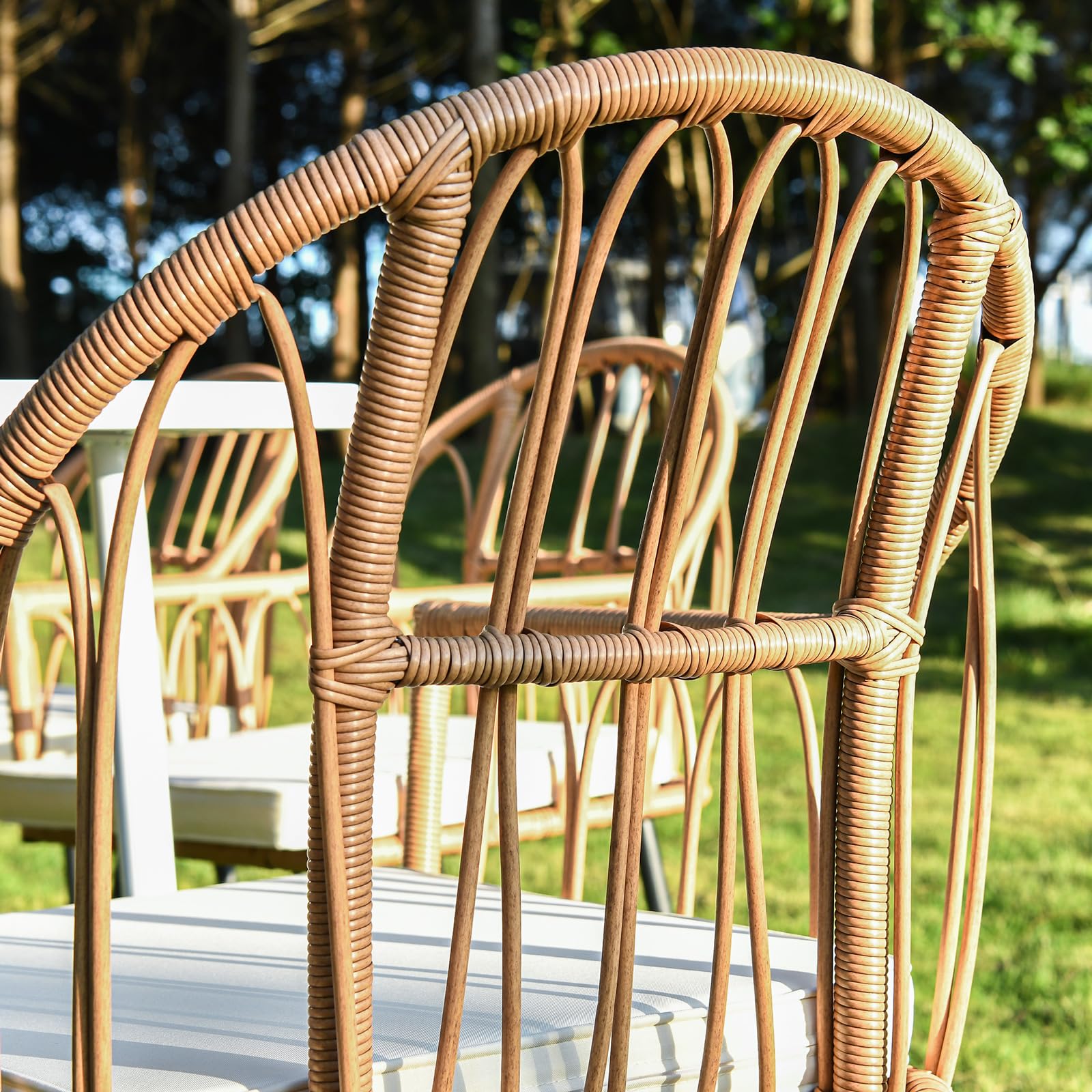 YITAHOME 8-Piece Outdoor Patio Dining Set - Rattan Wicker Chairs, Backless Bench & Table with Umbrella Hole - Perfect for Garden, Backyard, Balcony, Lawn & Outdoor Entertaining