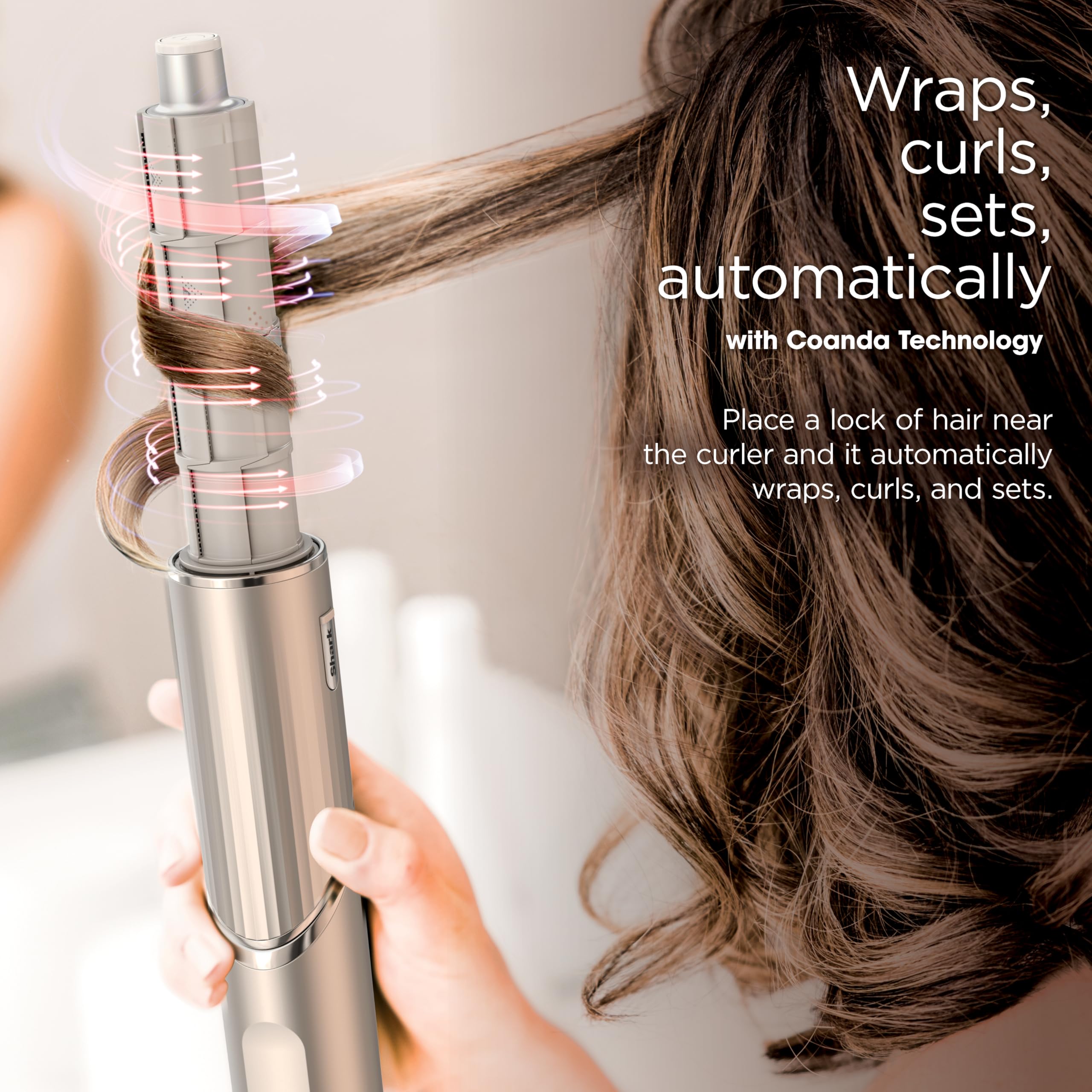 Refurbished Shark HD430REF FlexStyle Air Styling & Drying System - Powerful Hair Dryer Brush & Multi-Styler with Auto-Wrap Curlers, Paddle Brush, Oval Brush & Concentrator Attachment (Stone) | Perfect for Home Salon, Travel & Professional Styling