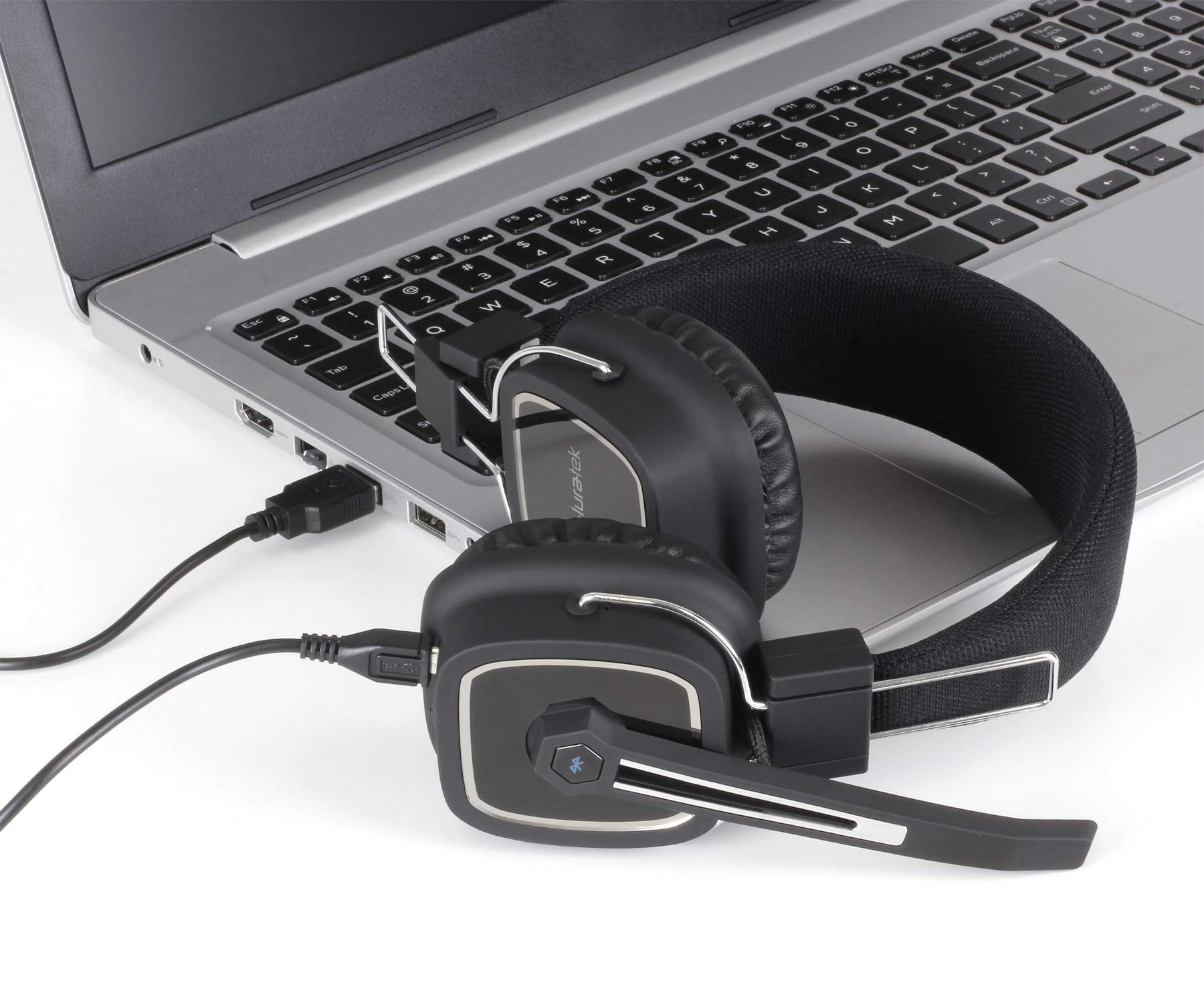 Aluratek Bluetooth 5.0 Wireless Over-Ear Headphones with Boom Mic - 30H Battery Life for Calls & Music - Compatible with PC, MacBook, Smartphones - Perfect for Work, Gaming & Travel - ABHS02F