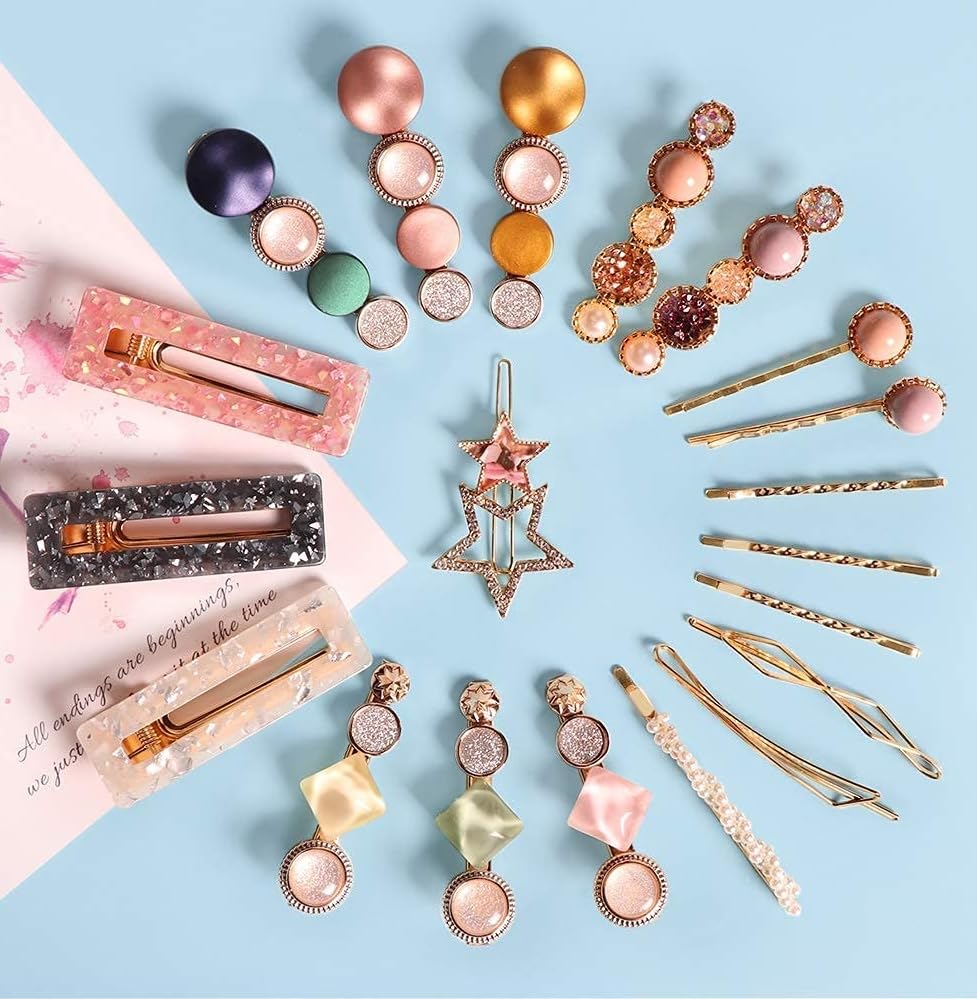 Korean Style Pearl Metal Hair Clips - Rhinestone Plastic Pearl Barrettes with Flower Lock Pin for Women & Girls | Stylish Multicolor Alligator Hair Accessories for Parties, Weddings & Daily Wear
