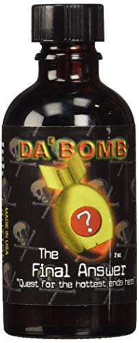 Da'Bomb The Final Answer Hot Sauce - 2oz Glass Bottle (Pack of 4) | Extreme Heat Ghost Pepper Sauce for Wings, Tacos, Burgers & Spicy Food Lovers