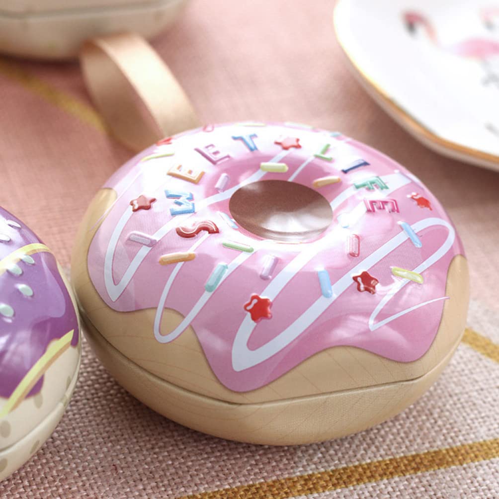 4pcs Donut Tinplate Storage Boxes - Hanging Empty Metal Tins for Candy, Cookies & Gifts | Wedding, Birthday Party Supplies | Perfect for Home Decor, Party Favors & Holiday Treats