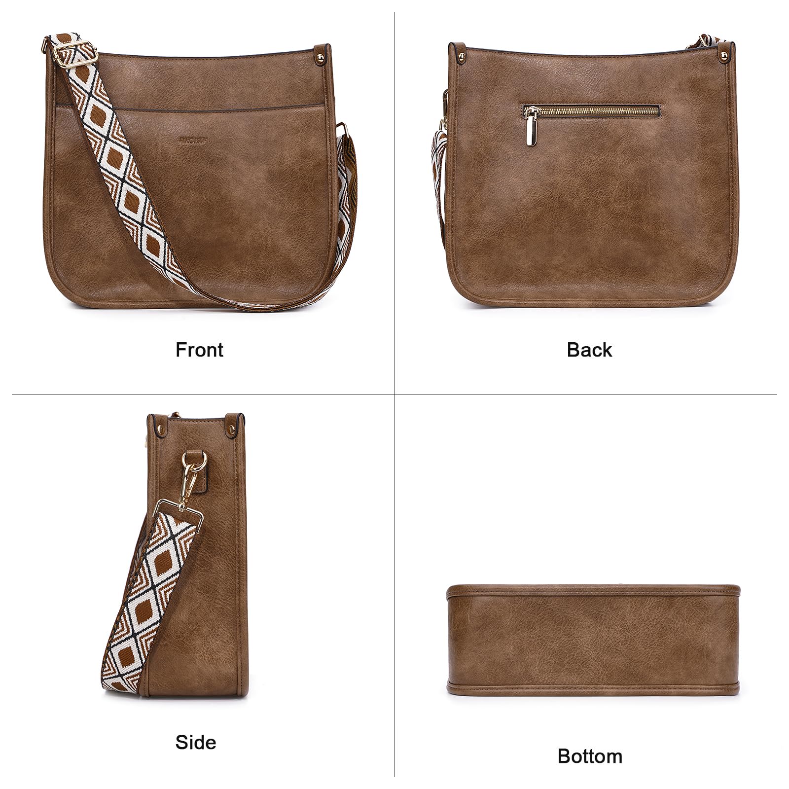HKCLUF Women's Leather Crossbody Bag & Wallet Set - 2-Piece Hobo Handbag with Adjustable Guitar Strap - Perfect for Travel, Shopping & Everyday Use