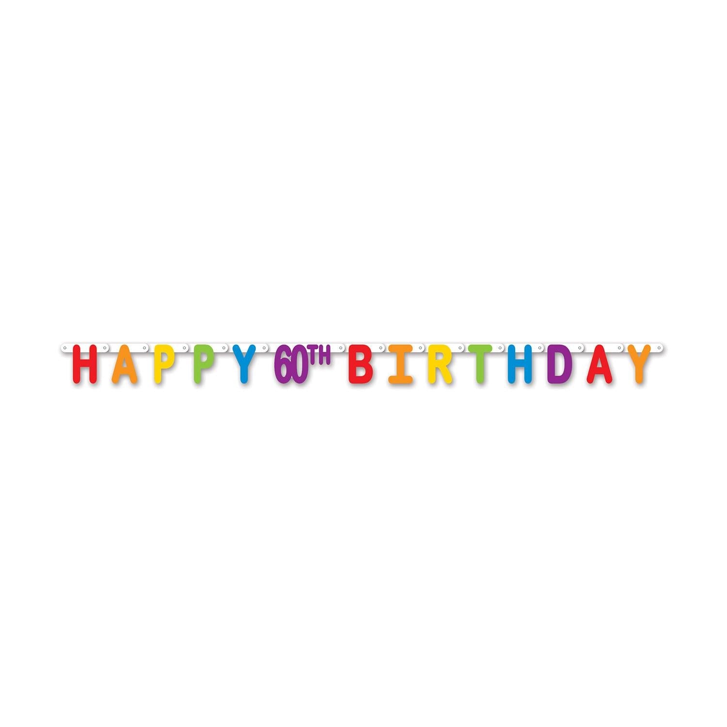 12 Pack Beistle Happy 60th Birthday Party Streamers - Colorful Decorations for Milestone Celebrations, Retirement Parties & Anniversary Events