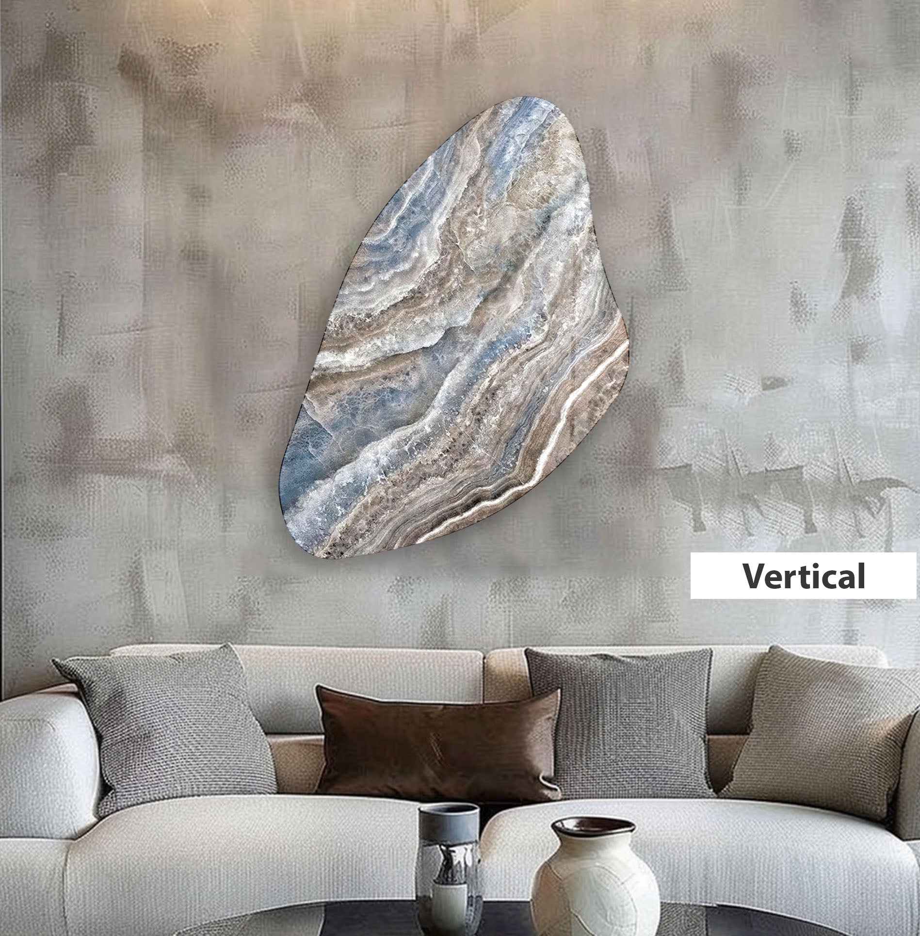 Blue Marble Pattern Glass Wall Art - Modern Aesthetic Home Decor for Living Room, Bedroom & Office | Shatterproof & Easy to Hang