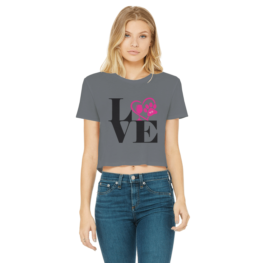 Love Paw 2 Classic Women's Cropped Raw Edge T-Shirt | Vintage-Inspired Graphic Tee for Casual Outfits & Date Nights | WineyBitches.Co