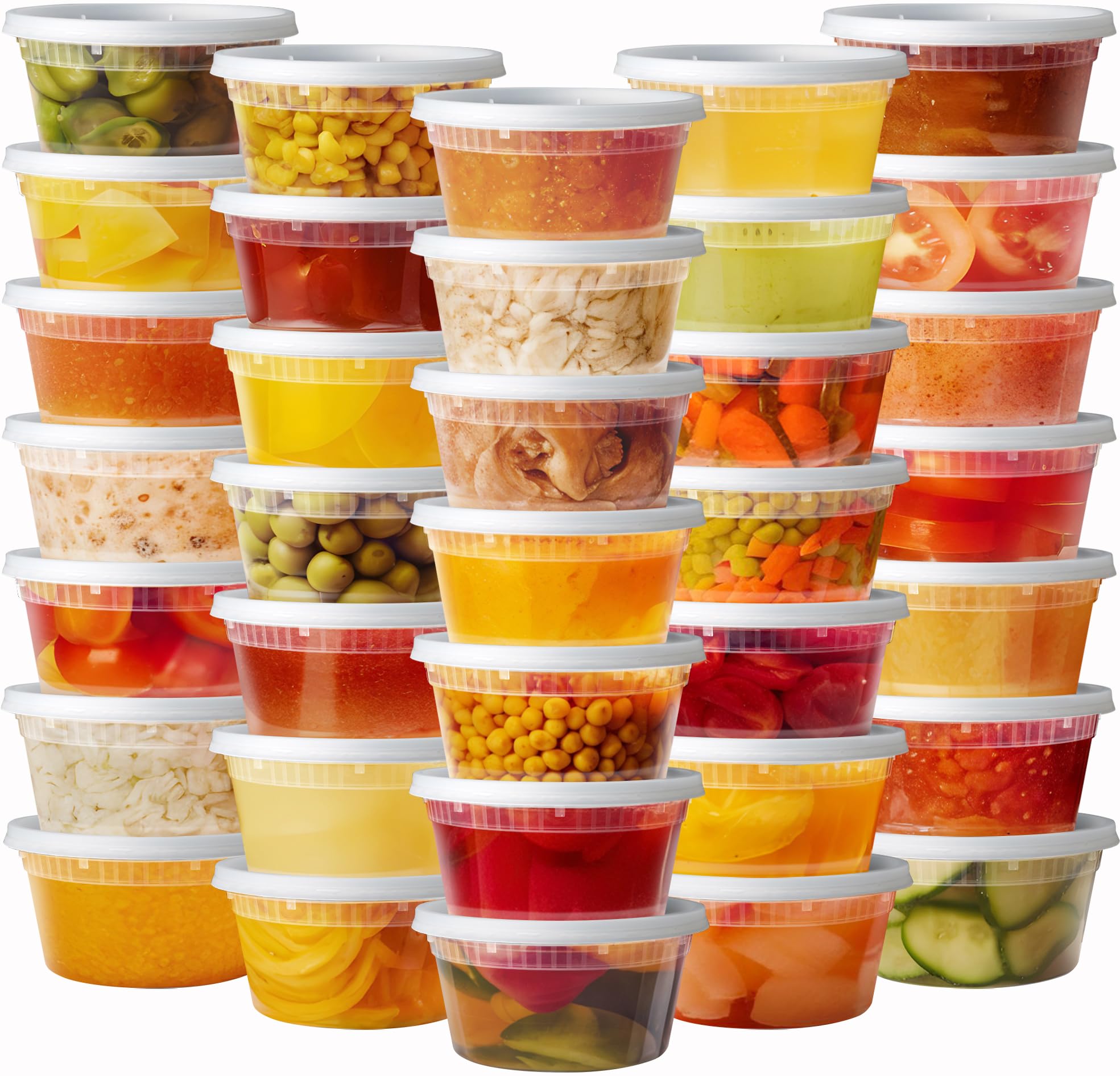 12 oz. 48-Pack Plastic Food Storage Containers with Lids - Airtight Deli Containers for Soup, Sauce, Snacks & Meal Prep - Perfect for Restaurant, Catering & Home Kitchen Organization