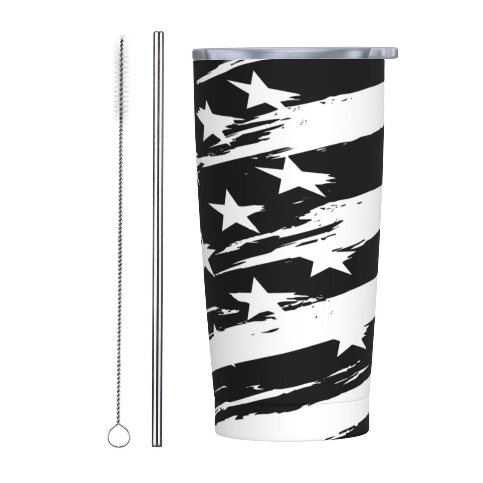 SWEET TANG 20oz Spill Proof Vacuum Insulated Stainless Steel Coffee Tumbler with Straw - USA Flag Design Reusable Travel Mug for Hot & Cold Drinks - Perfect Gift for Men & Women - Ideal for Office, Commuting, Camping and Outdoor Activities