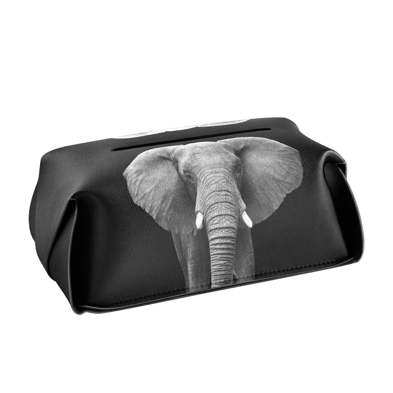Premium Leather Elephant Tissue Box Cover - Stylish Decorative Holder for Rectangular Tissues | Perfect for Bathroom, Bedroom, Office, Nightstand & Vanity | Adds Elegance to Home Decor & Gift Giving