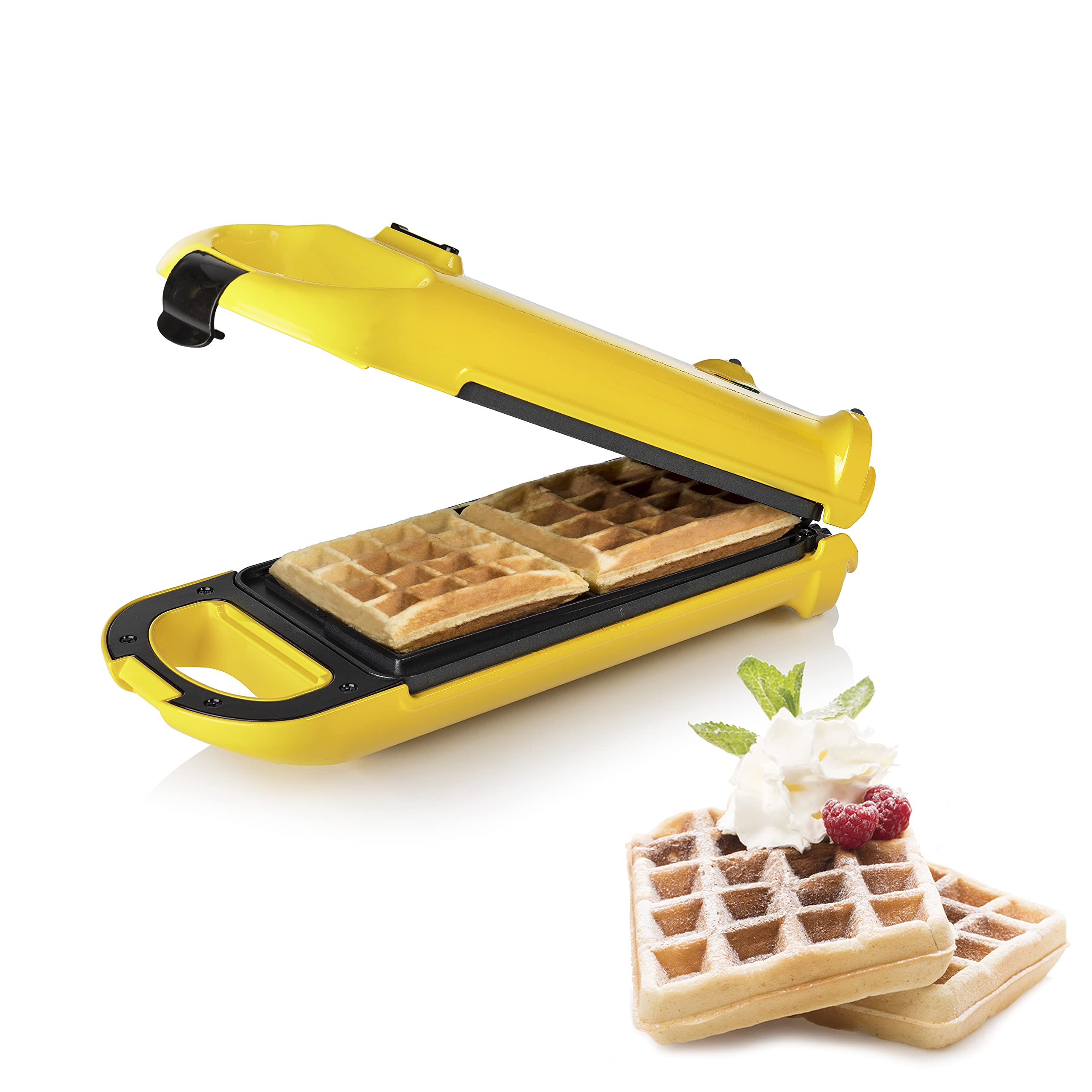 Princess Flip 132406 Waffle Maker - 2 Waffles at Once, Rotating Function, Yellow - Perfect for Breakfast, Brunch & Family Gatherings