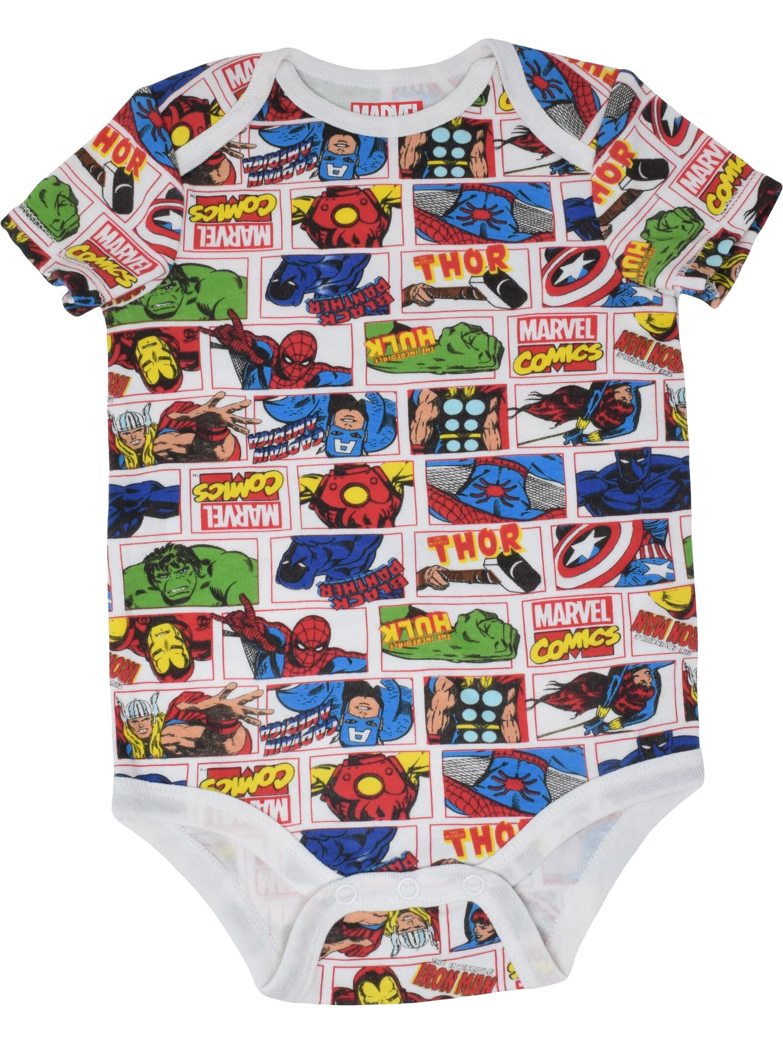 Marvel Avengers Baby Bodysuits 5-Pack - Spider-Man, Iron Man, Hulk & Captain America (Newborn to 12M) | Superhero Costume for Infants | Perfect for Halloween, Birthday Parties & Photo Shoots