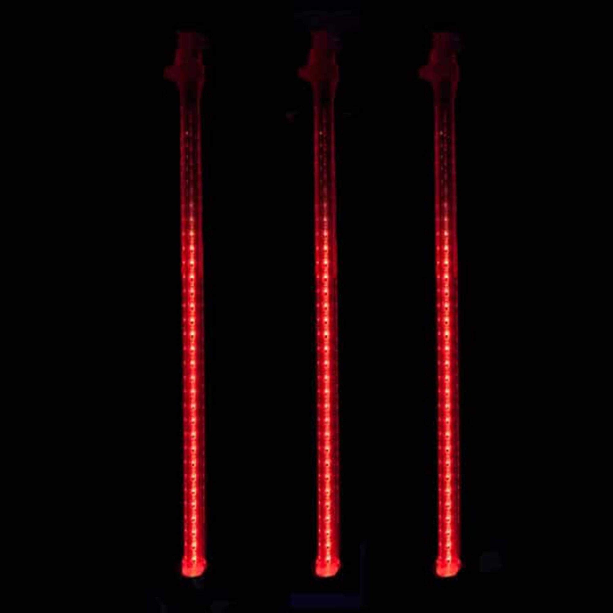 48 Red LED Dripping Icicle Christmas Lights with White Wire - Outdoor/Indoor Holiday Decor for Home, Roof, Tree, and Party Lighting