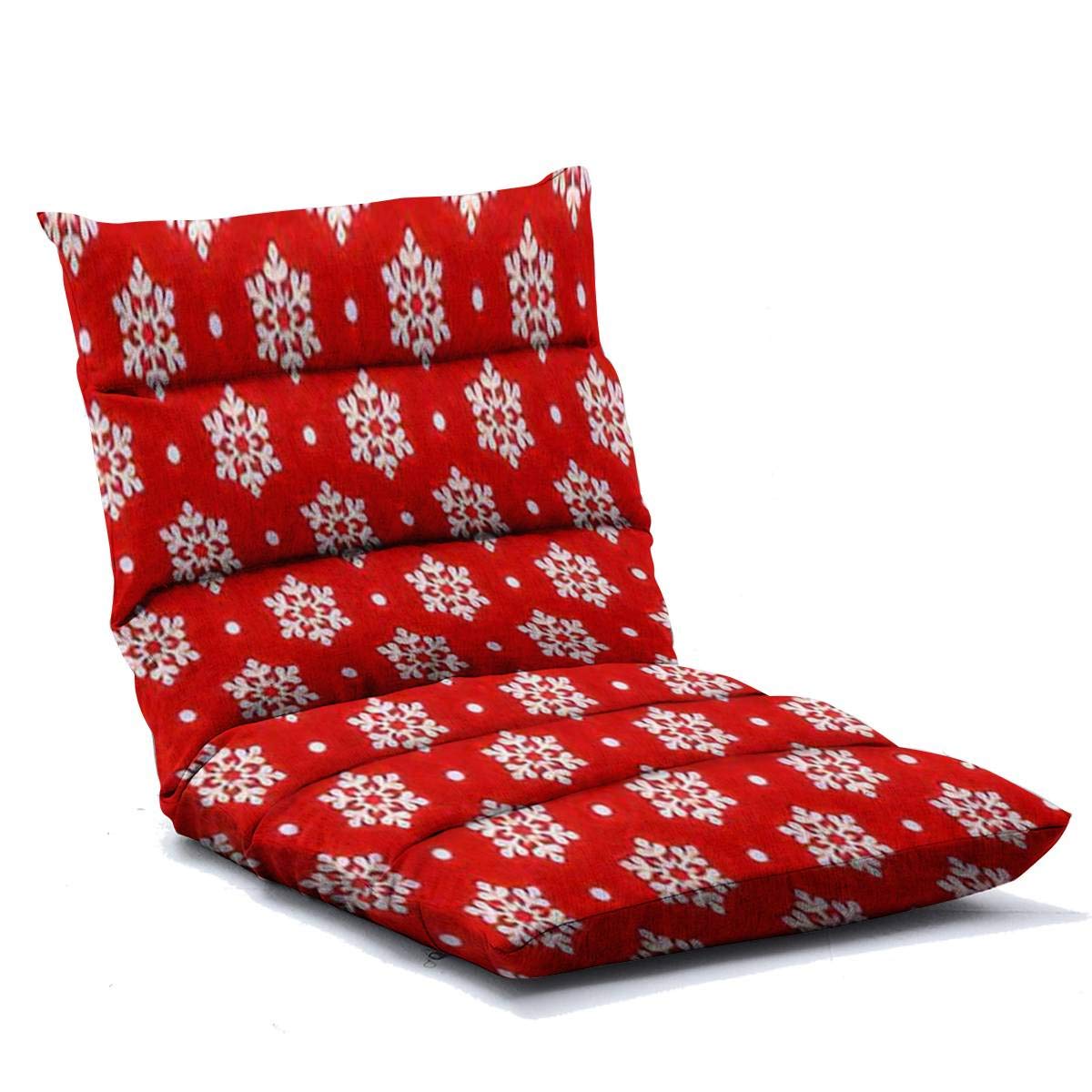 Adjustable Memory Foam Floor Chair for Home Office & Gaming - Red Snowflake Design