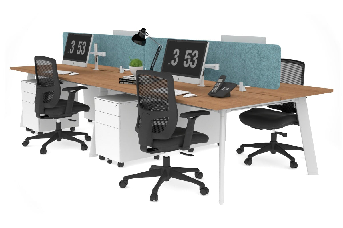 4-Person Workstation with White Frame - 1600L x 800W Office Desk with Cable Management | Perfect for Team Collaboration & Open Office Spaces