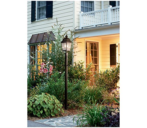Sea Gull Lighting 8262-44 Chatham Two-Light Outdoor Post Lantern with Clear Seeded Glass Panels, Weathered Copper Finish, Brown - Elegant Outdoor Lighting for Porch, Garden, and Pathway Illumination