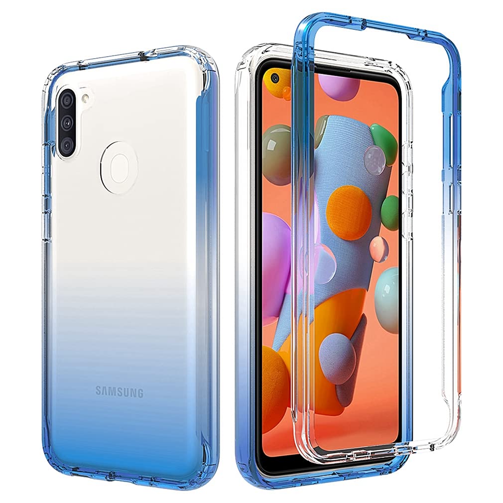 **Samsung Galaxy A11 Phone Case for Women - Clear Shockproof Full Body Protective Cover with Hard PC Shell & Soft TPU Bumper - Perfect for Everyday Use, Work, and Travel (Blue)**