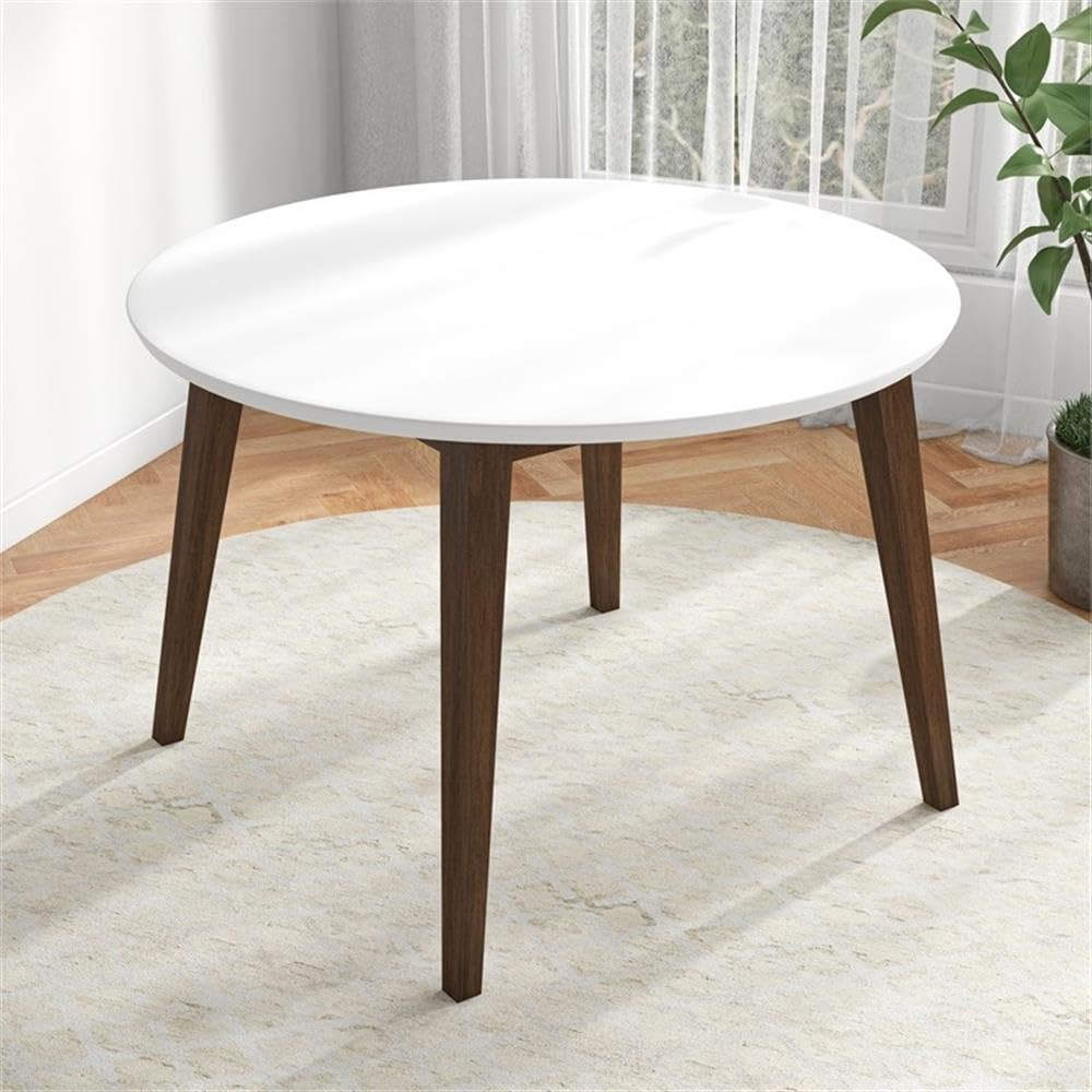 ASHCROFT Crawford Modern Style Solid Wood Walnut/White Top Rectangular 43-Inch Dining Table - Perfect for Contemporary Dining Rooms & Open-Concept Kitchens