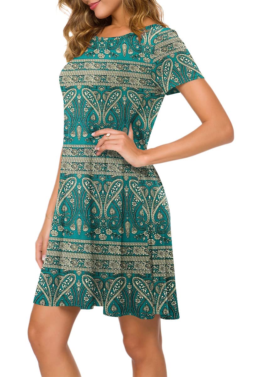 POPYOUNG 2025 Women's Summer Casual T-Shirt Dress - Crew Neck, Beach Cover Up, Sun Dress for Vacation, Pool Party & Outdoor Activities