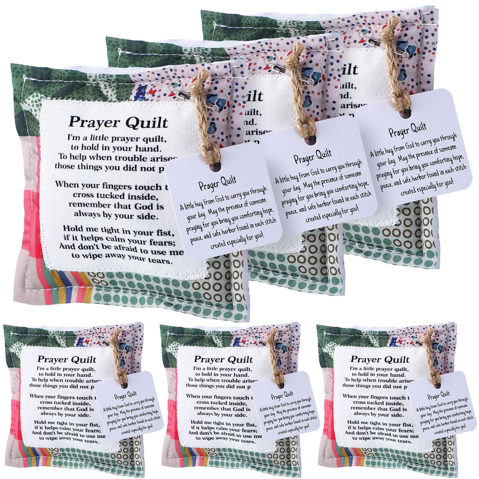 6-Piece Mini Prayer Quilts with Cross Design - Vintage Scripture Christian Gifts for Women, Easter, Mother's Day & Pastor Appreciation - Perfect for Daily Devotion, Church Events & Spiritual Comfort