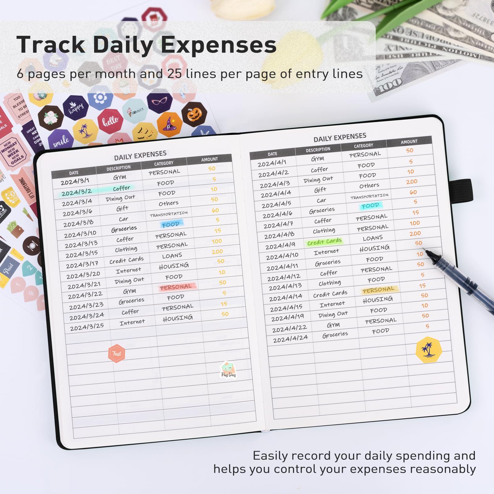 WEMATE 2025 Monthly Budget Planner - Undated Expense Tracker Notebook & Financial Organizer | 12-Month Bill Planner & Account Book for Money Management | Perfect for Personal Finance, Home Budgeting & Savings Goals | A5 Size (Black)