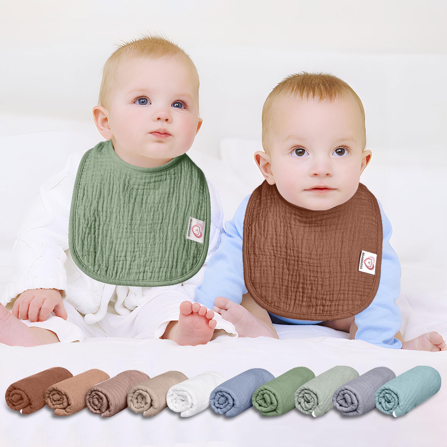 100% Cotton Muslin Baby Bandana Bibs - Soft & Absorbent Drool Bibs for Boys & Girls - Perfect for Teething, Feeding & Everyday Use