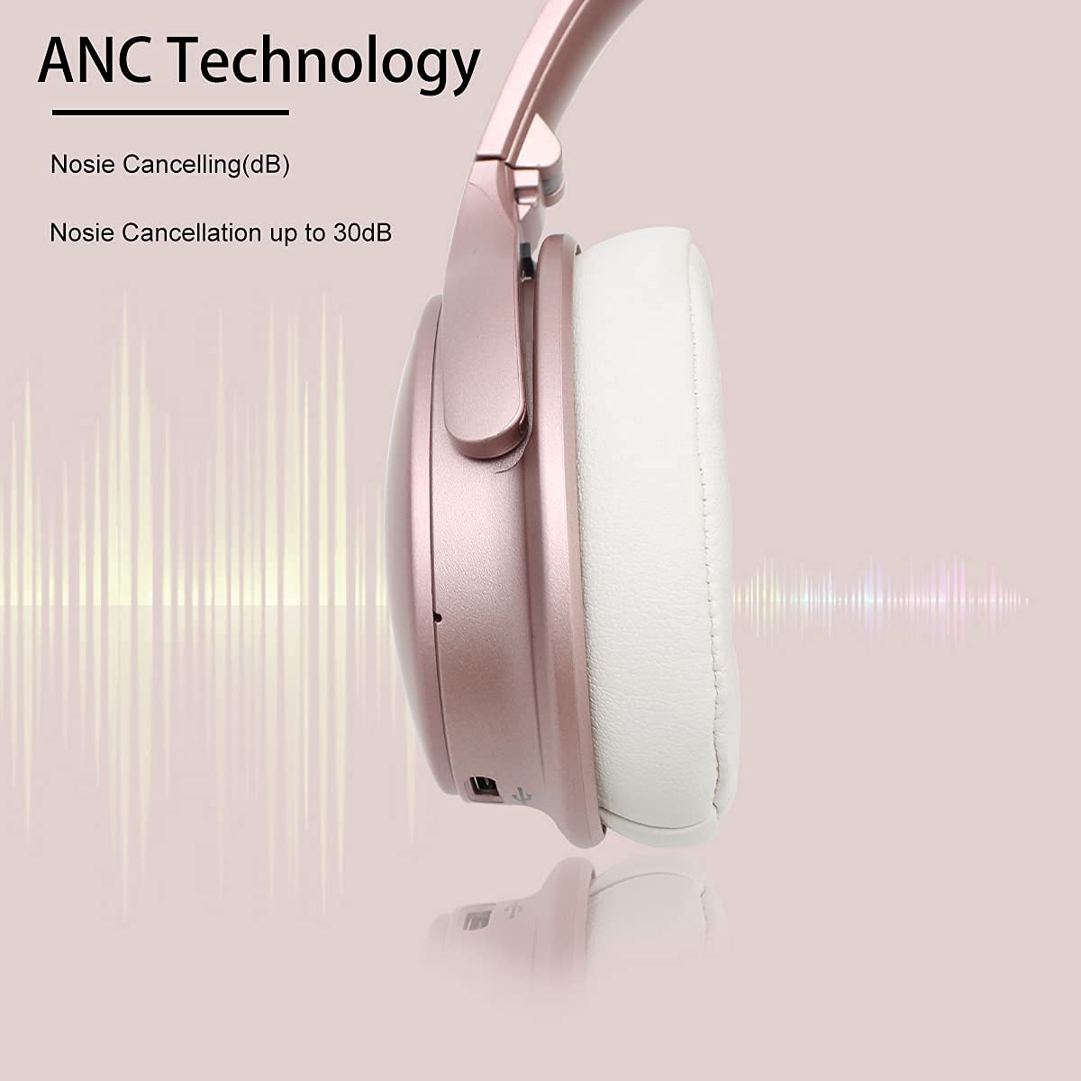 INFURTURE CH1 Kids Headphones with Microphone - Pink Bluetooth Headphones with Active Noise Cancelling for School, Travel & Gaming | Safe Volume Limit for Children
