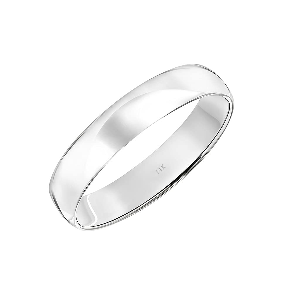 4MM Solid Gold Men's Wedding Band - 10K & 14K Yellow/White/Rose Gold Wedding Ring for Him - Classic Plain & Polished Design - Perfect for Engagement, Anniversary & Everyday Wear by Brilliant Expressions
