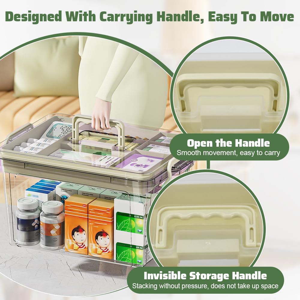 SLTAXAR Large Travel Medicine Organizer Box - 31x21x17cm Plastic Pill Case, First Aid Kit & Home Medical Storage Solution | Perfect for Daily Medication, Travel, and Emergency Preparedness