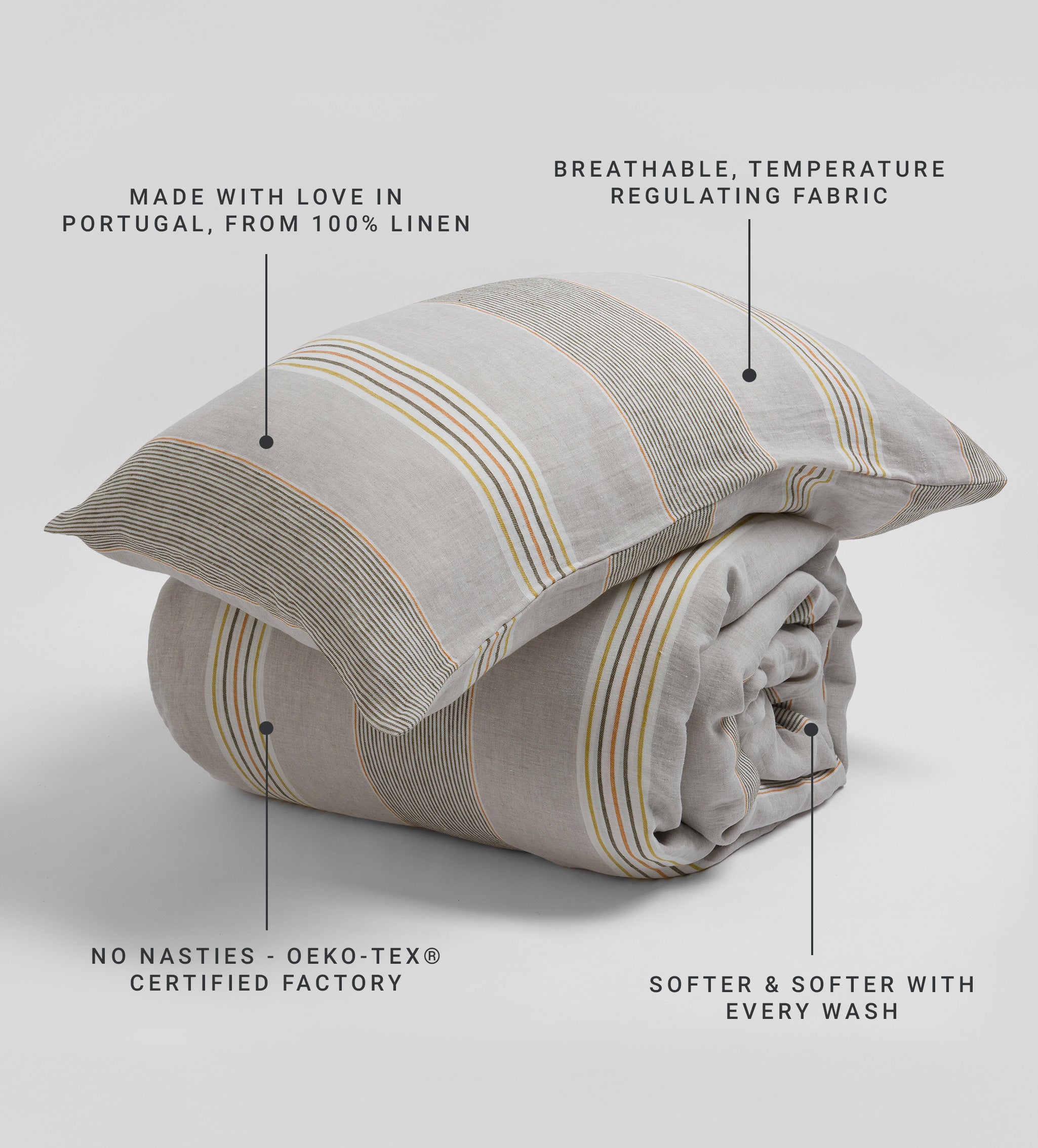 Sophie Stripe 100% Linen Duvet Cover Set - Breathable & Soft Bedding for All Seasons - Perfect for Master Bedroom, Guest Room & Vacation Homes