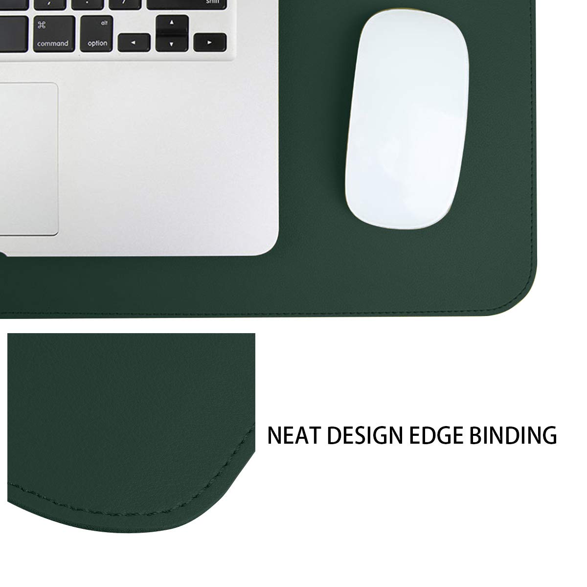 Eco-Friendly Cork & Leather Desk Mat - Waterproof Office Pad for Work & Gaming (Green, 35x18Inch)