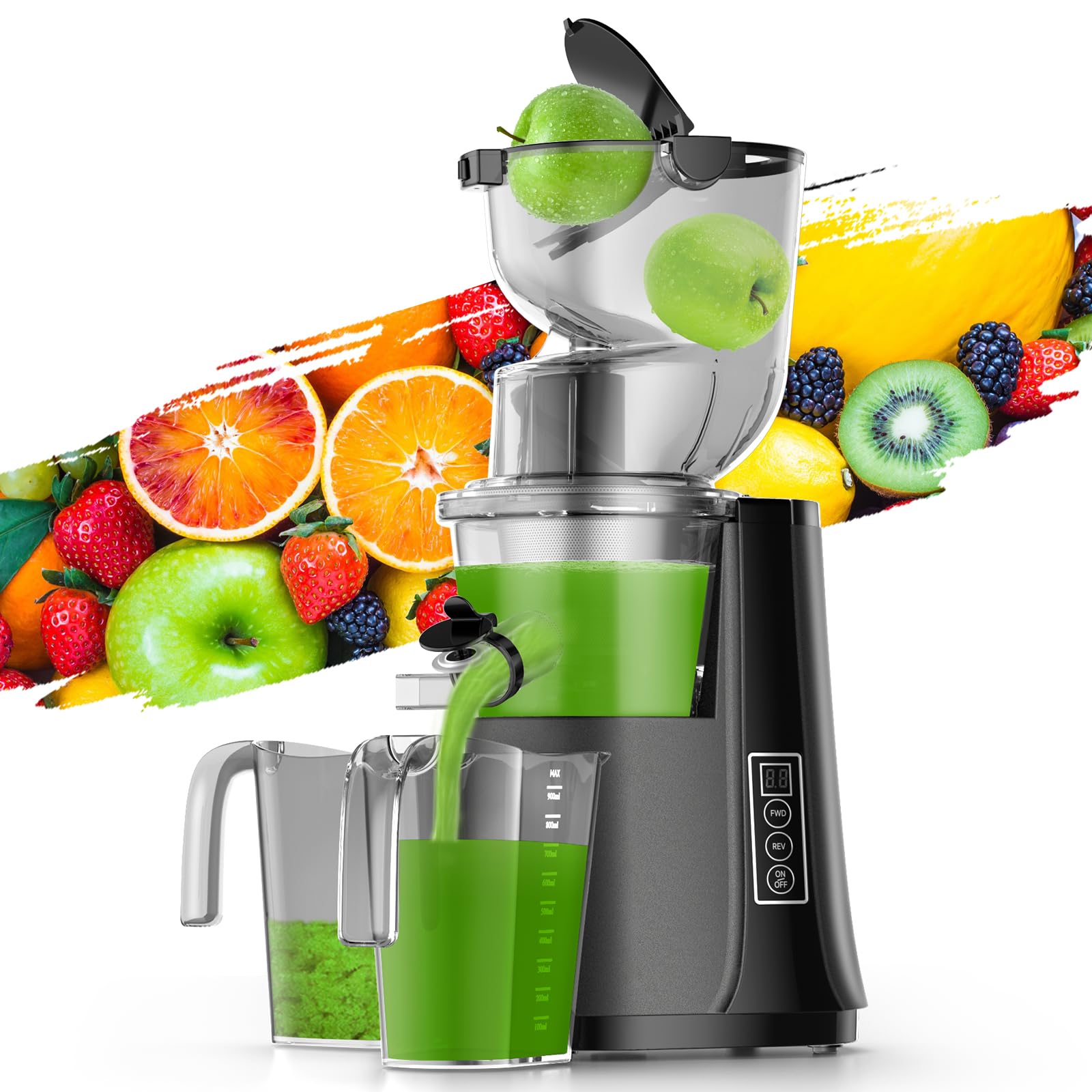 Premium Cold Press Juicer Machine - Slow Masticating Juicer with 3.3