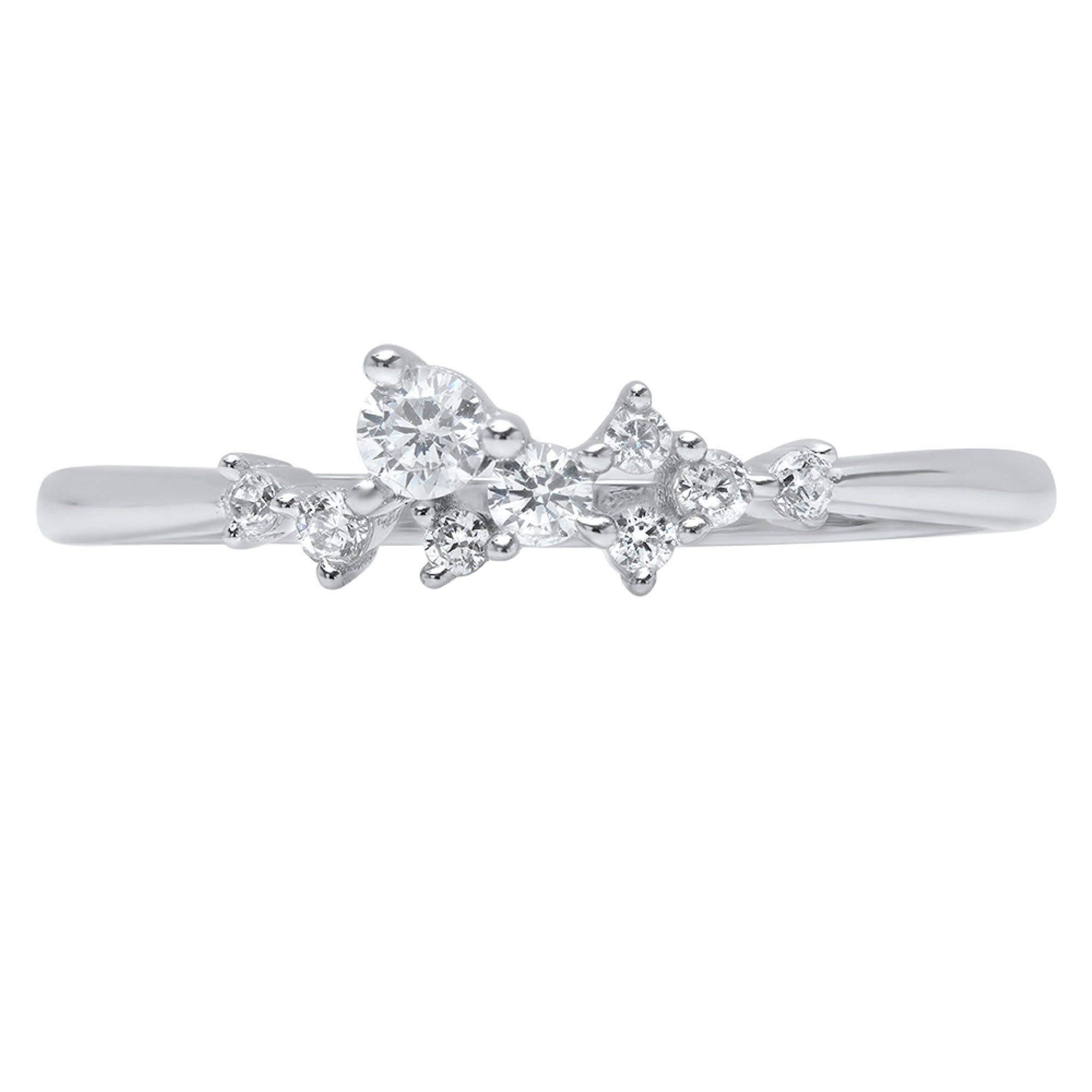 0.17 Carat Round Brilliant Cut G-H Color SI1-SI2 Clarity Genuine Lab-Grown Diamond 14K White Gold Stackable Engagement Ring - Wedding Band, Promise Ring, Anniversary Gift for Her, Perfect for Everyday Wear & Special Occasions