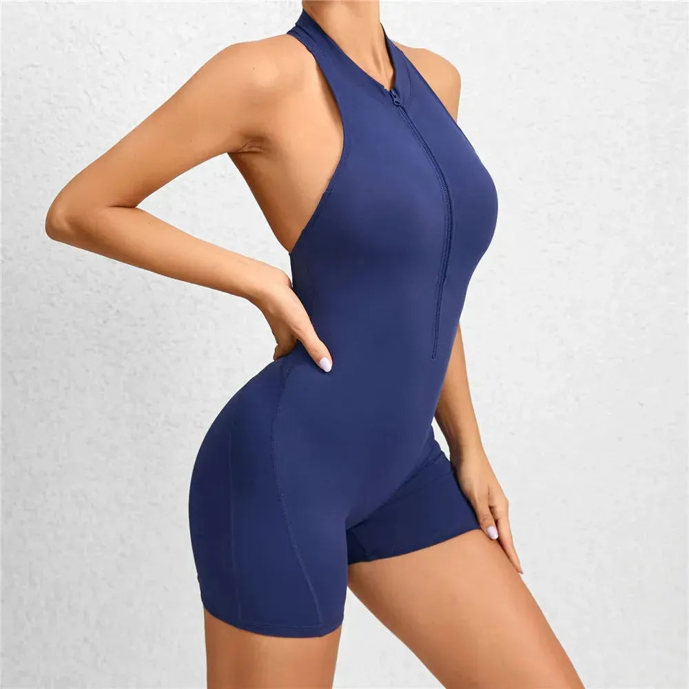 2024 Women's Zipper Tracksuit Set - One Piece Jumpsuit with Scrunch Legging for Yoga, Workout & Gym | Activewear for Running, Pilates & Lounge Wear