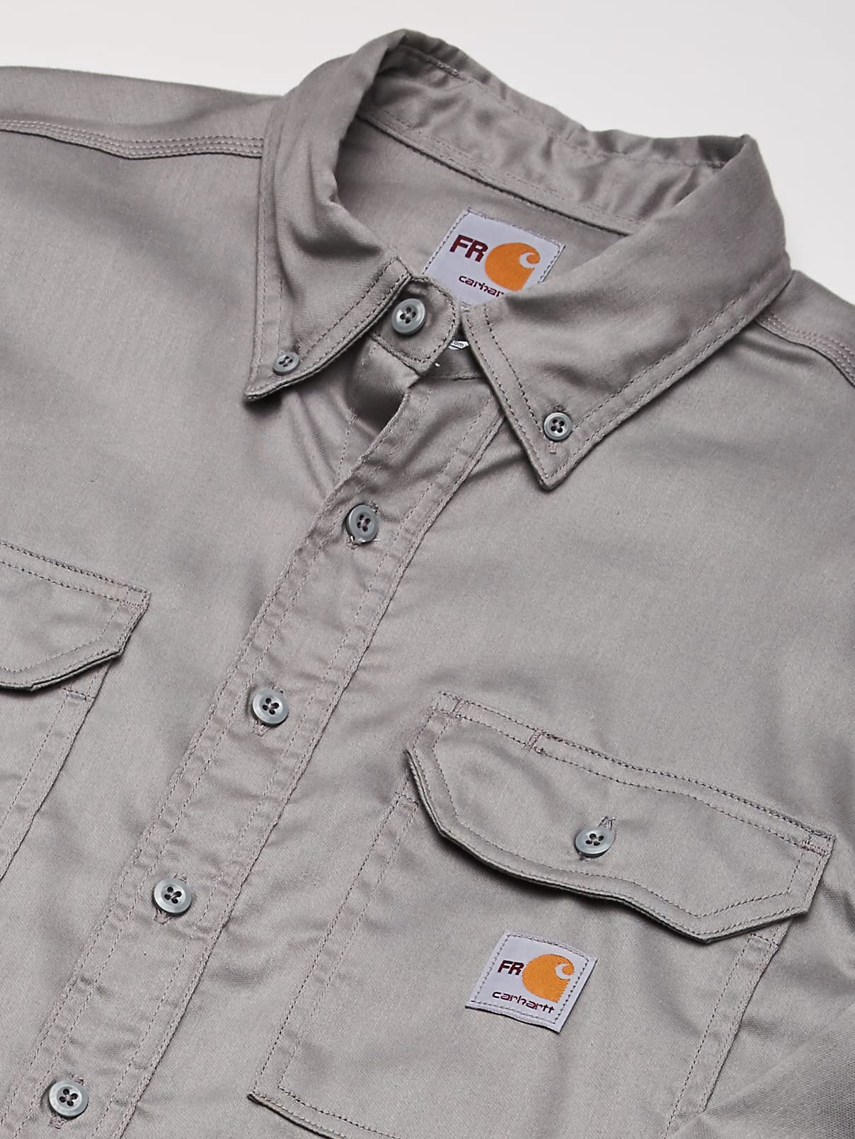 Carhartt Men's Flame Resistant Lightweight Twill Big & Tall Button Down Shirt - Gray, 4X-Large Tall US - Durable Workwear for Construction, Oilfield & Outdoor Jobs