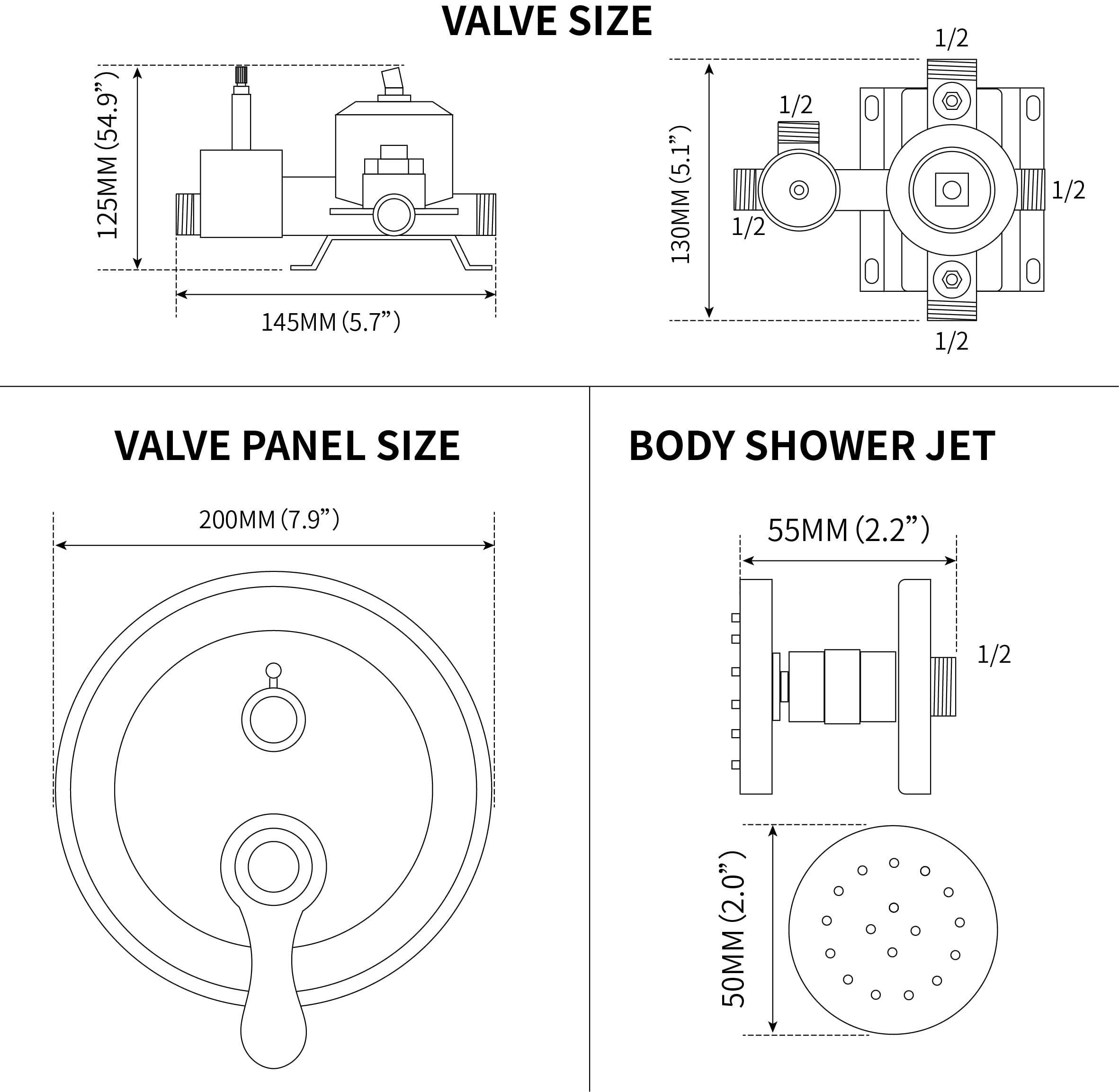 8 Inch Gold Shower System - Full Body Wall Mounted Shower Faucet with Multi-Function Rain Shower & Body Jets - Antique Polished Gold Bathroom Fixtures for Luxury Spa Experience