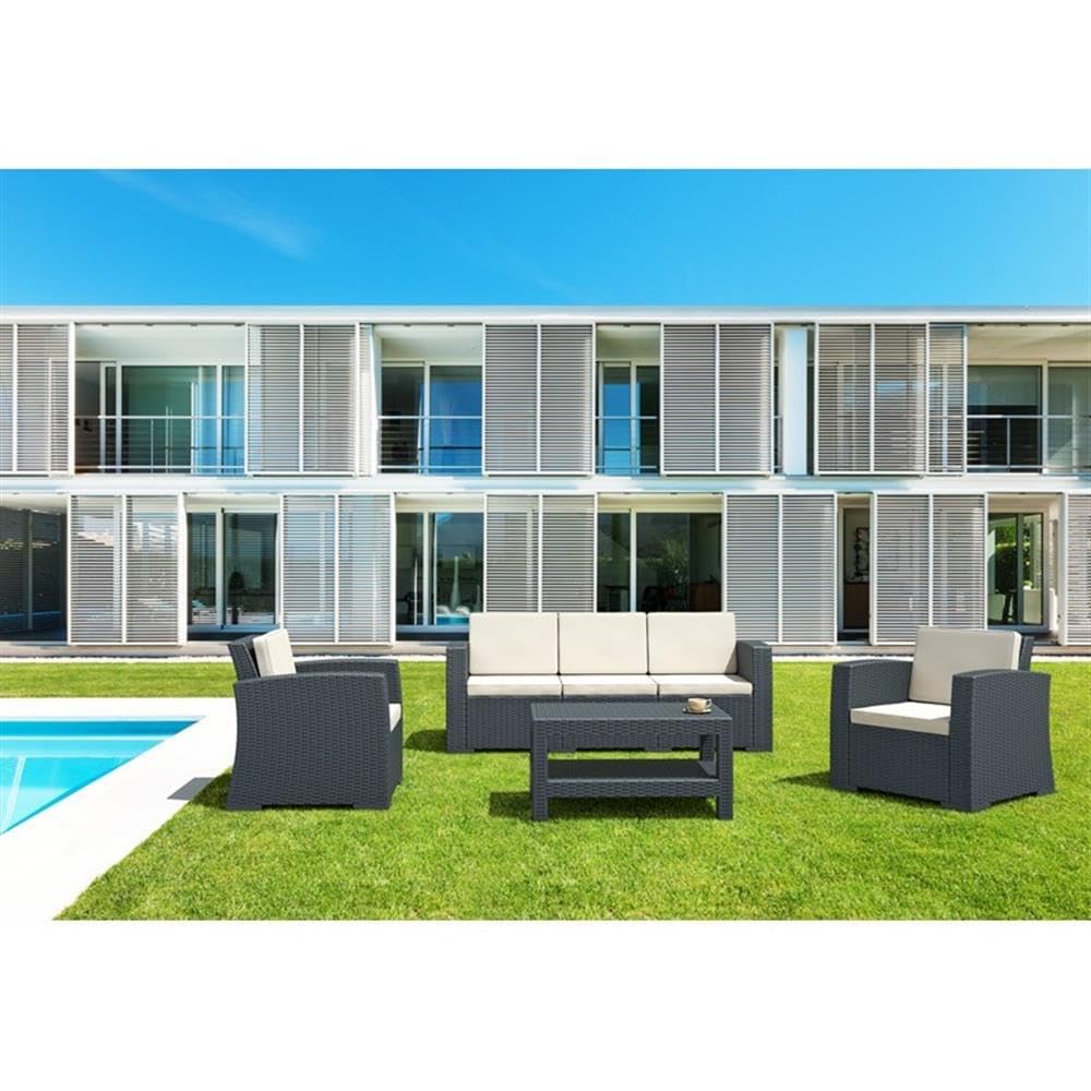 Compamia Monaco Outdoor Coffee Table - Dark Gray Weather-Resistant Commercial-Grade Patio Furniture for Garden, Poolside & Backyard Relaxation