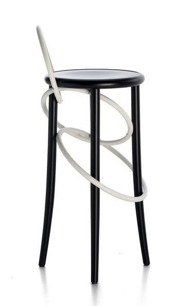 GTV Cirque Two Tone Bentwood Stool - Modern Accent Stool for Living Room, Bedroom & Entryway - Handcrafted Wooden Bar Stool with Elegant Design