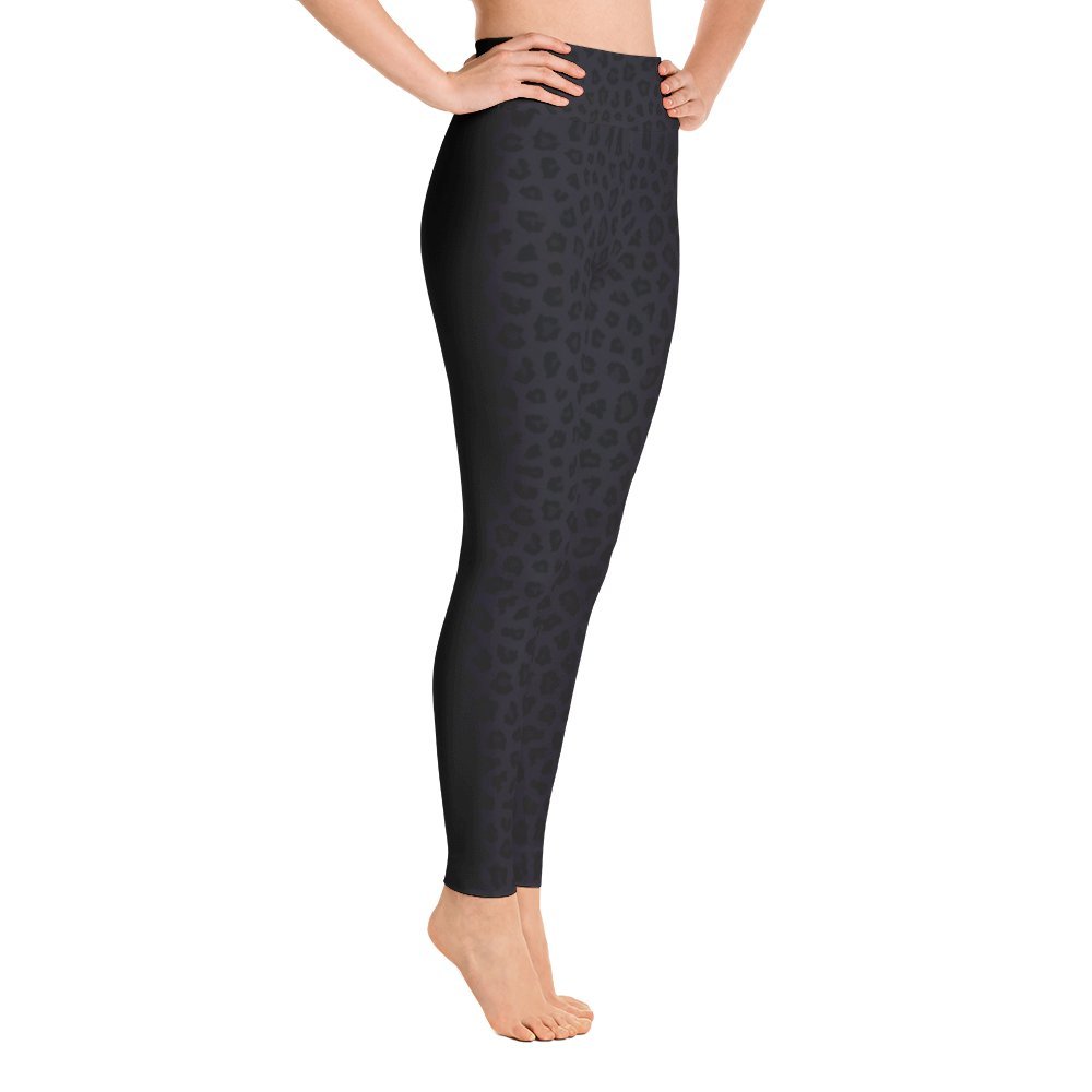 Black Panther Leopard Print High Waist Leggings for Women | Made in USA | Yoga, Workout & Casual Wear