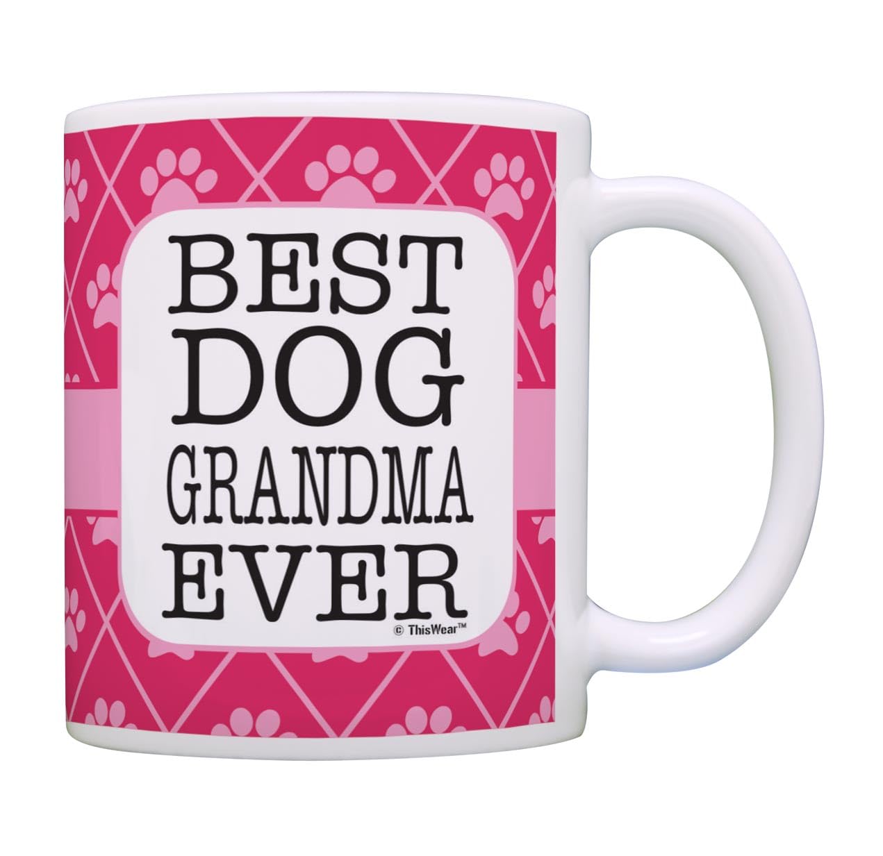 Best Dog Grandma Ever - Pink Coffee Mug & Tea Cup - Perfect Gift for Dog Lovers - Ideal for Mother's Day, Birthday & Holiday Presents