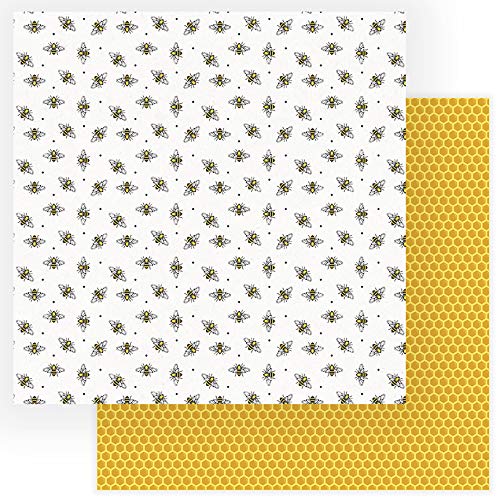 Busy Bee Wild Honey Scrapbook Paper Set - 12x12 Inch Acid-Free Cardstock for DIY Crafts, Scrapbooking, and Photo Albums - 5 Sheets - Perfect for Memory Books, Journals, and Home Decor Projects