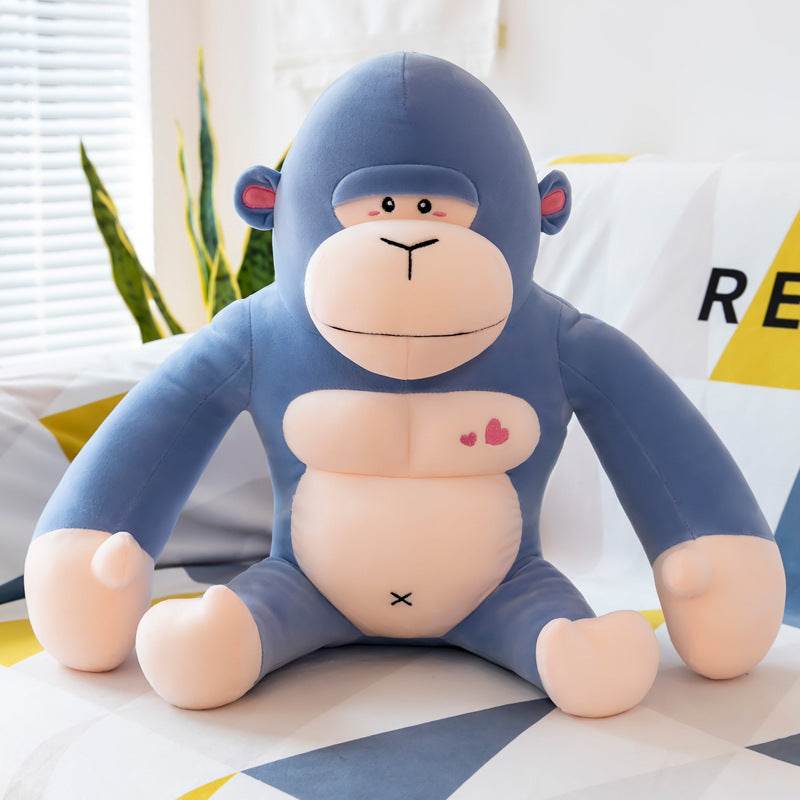 Adorable Buffed Muscular Gorilla Plush Toy - Soft Stuffed Animal for Kids Room Decor, Gym Motivation Gift & Cute Collectible