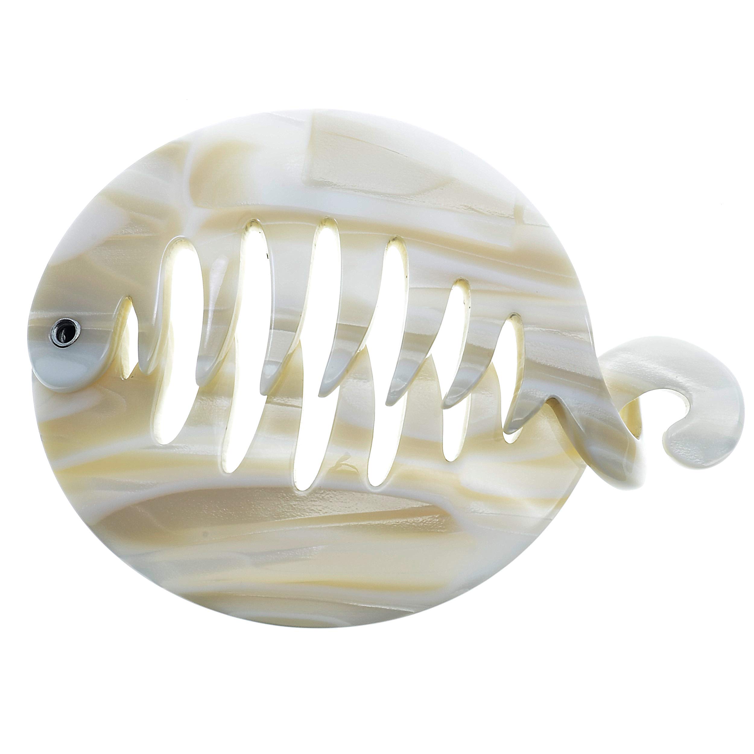 Camila Paris CP2338 3.25 Inch French Banana Clip Hair Comb - Beige Round Ponytail Holder for Thick Hair | Volume-Boosting Interlocking Hair Accessories for Women | Perfect for Work, Parties & Everyday Styling | Made in France