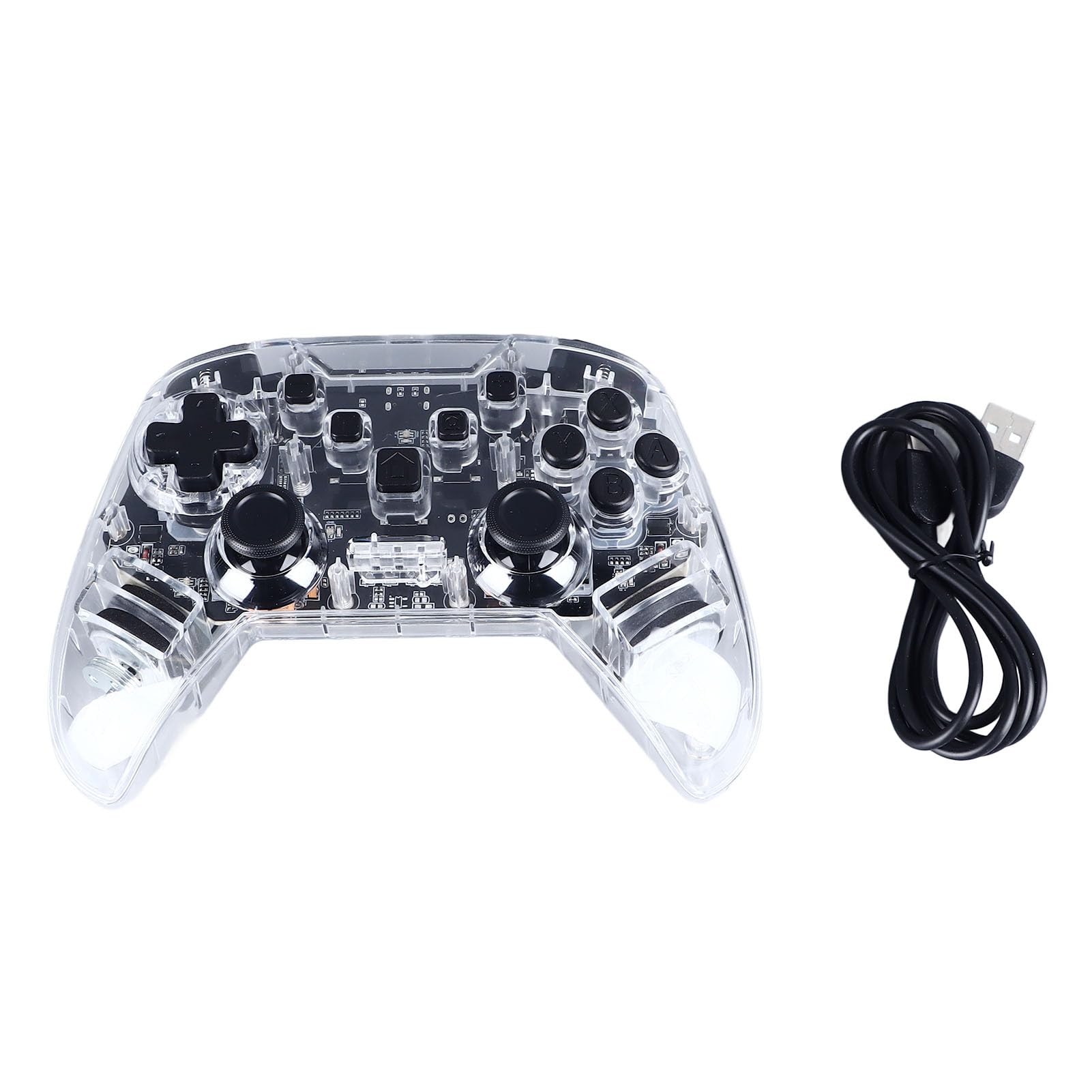 Gugxiom Wireless Gaming Controller with Vibration & RGB Lighting - Compatible with PC & Mobile Phones (Transparent Black) - Perfect for PC Gaming, Mobile Gaming & Streaming