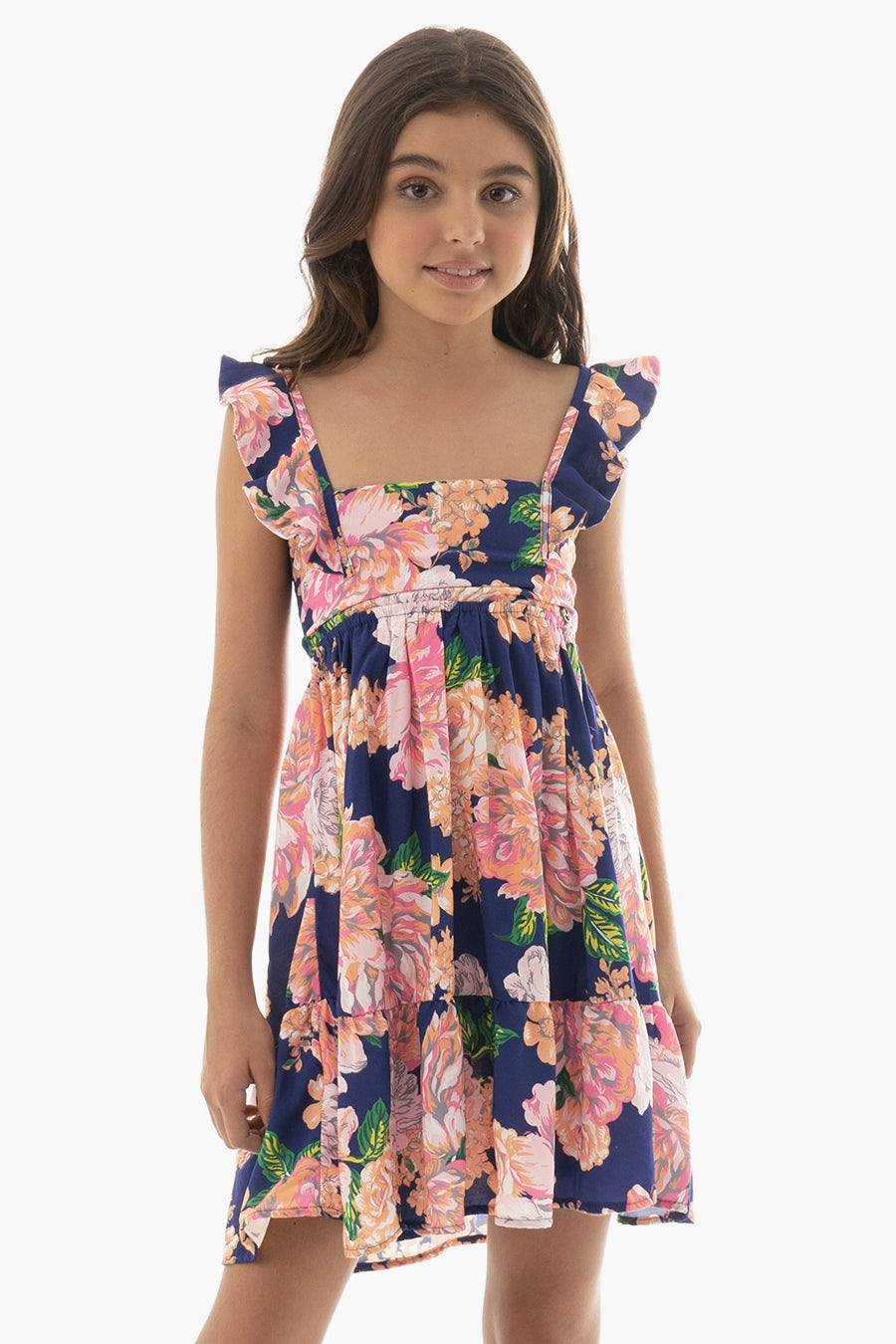 Maaji Peony Floral Print Girls Dress - Cute & Comfortable Summer Outfit for Kids, Beach & Party Wear