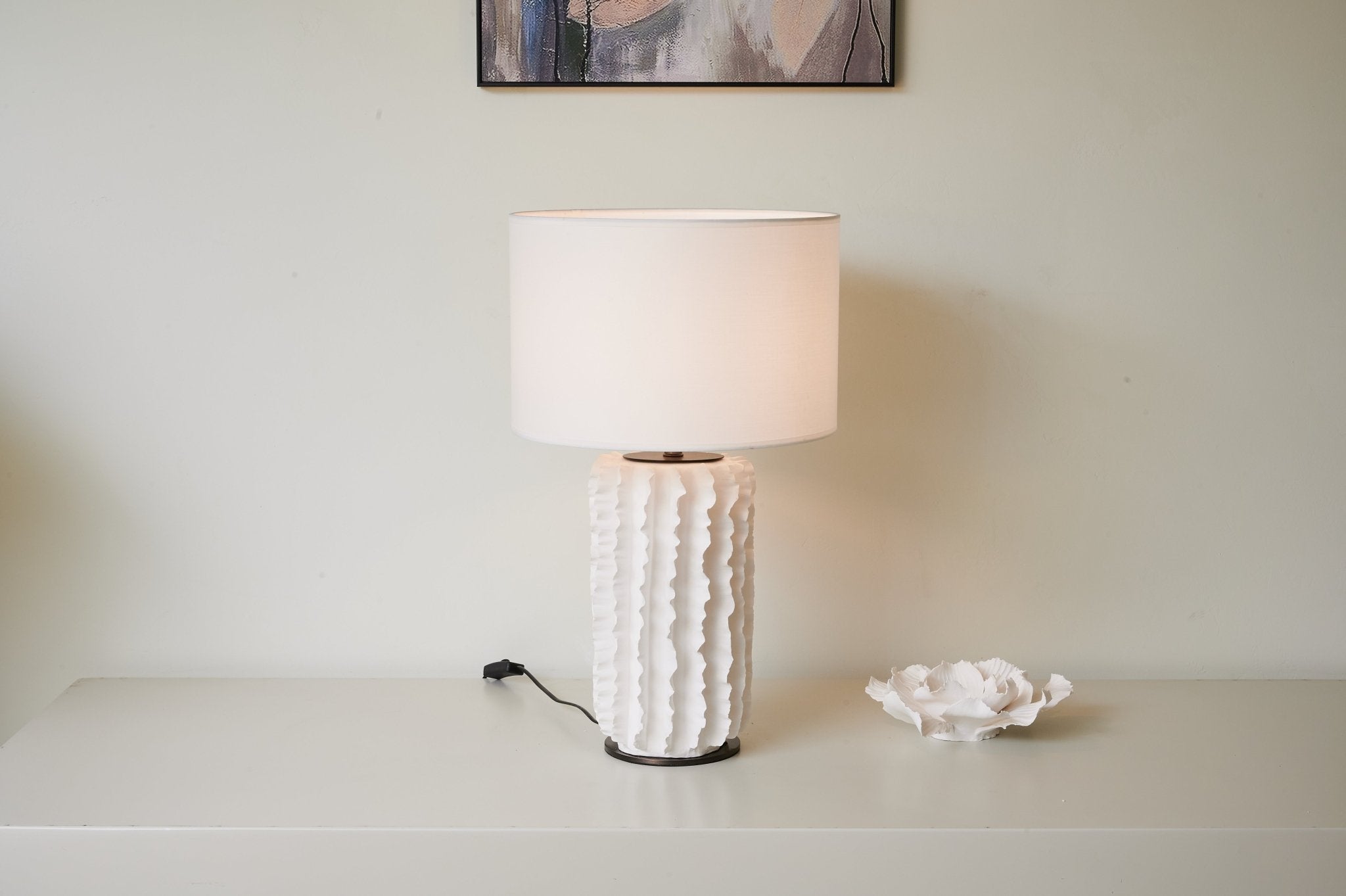 Arroyo Sculpted Ceramic Table Lamp - Modern Home Decor Lighting for Living Room, Bedroom & Office - Handcrafted Ceramic Lamp with Natural Texture & Warm Glow