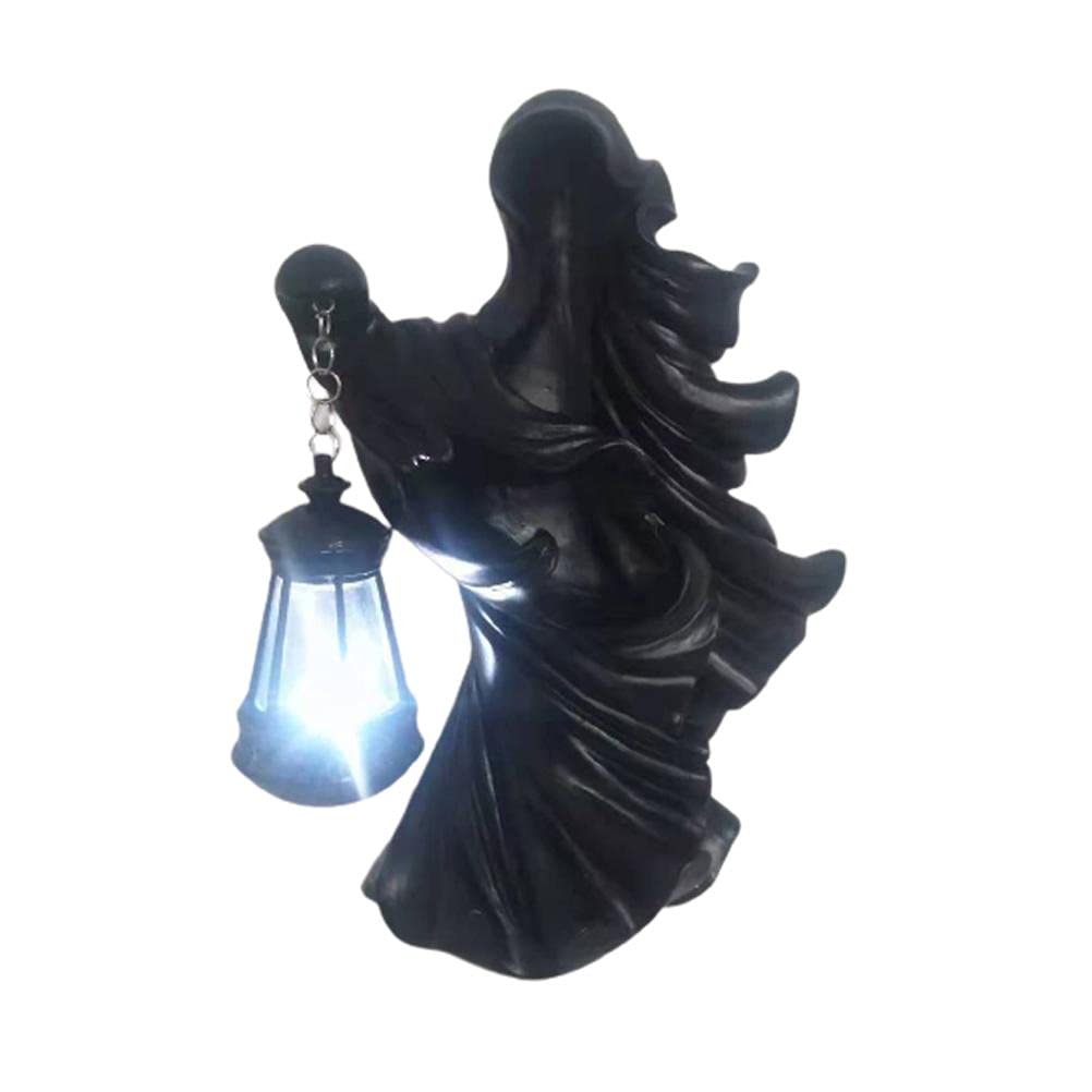 Moanyt Hell Messenger with Lantern - Realistic Resin Ghost Sculpture for Halloween Decor, Witchcraft Altar & Gothic Home Decoration - Spooky Ghost Figurine Seeking Light
