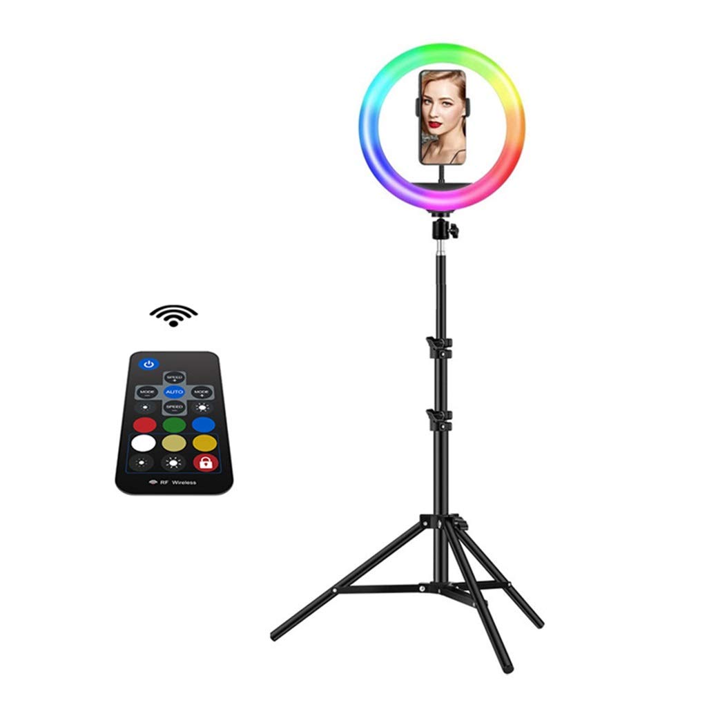QFFL RGB Dimmable Ring Light with Tripod Stand & Phone Holder - 18