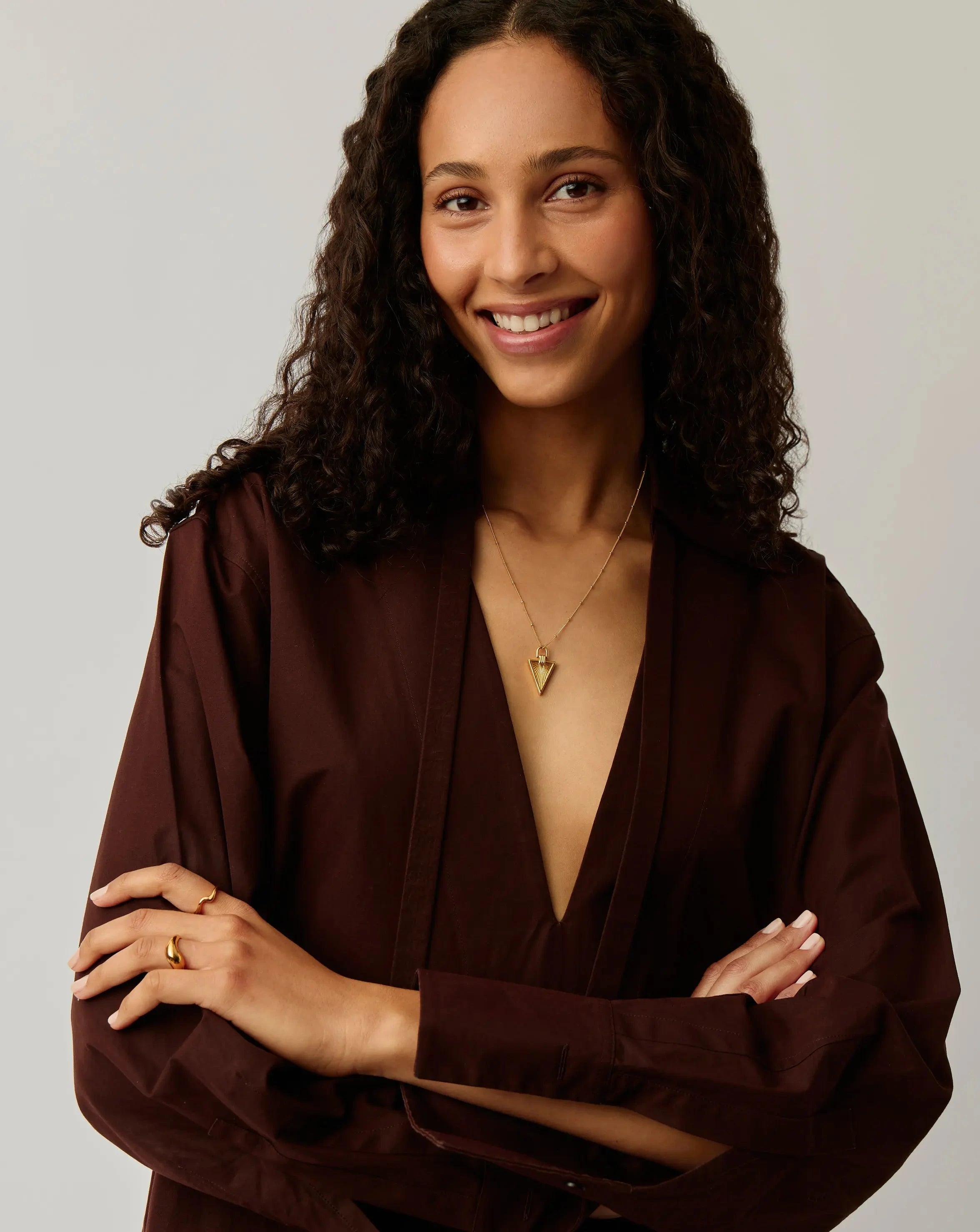 Pyramid Ridge Pendant Necklace - 18k Gold Plated Women's Jewelry for Everyday Wear & Special Occasions