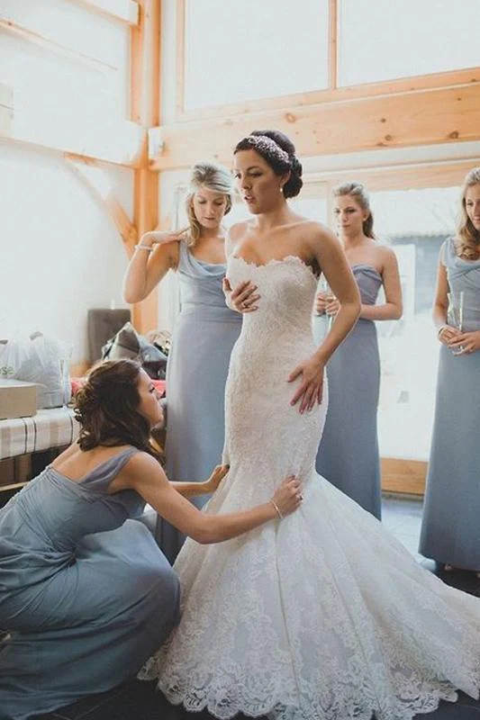 Elegant One Shoulder Dusty Blue Chiffon Bridesmaid Dress - Perfect for Weddings, Formal Events & Evening Parties
