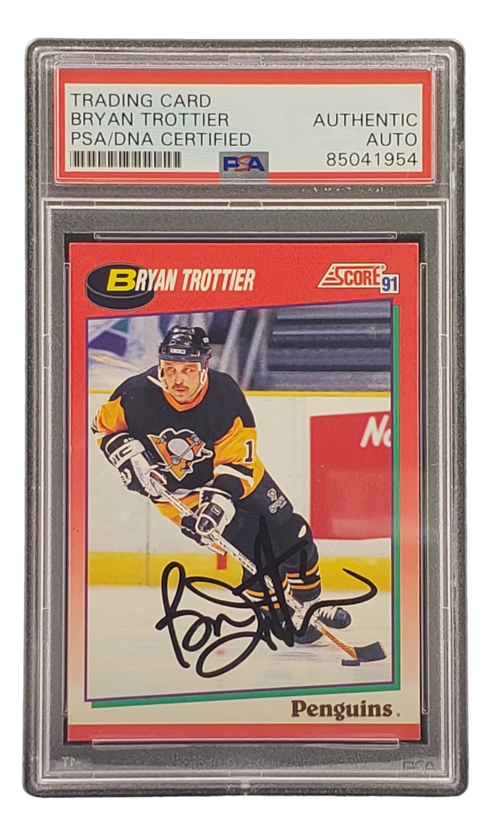 Bryan Trottier Autographed 1991 Score #229 Pittsburgh Penguins NHL Hockey Card - PSA/DNA Certified - Perfect for Hockey Memorabilia Collectors & Sports Fans Display